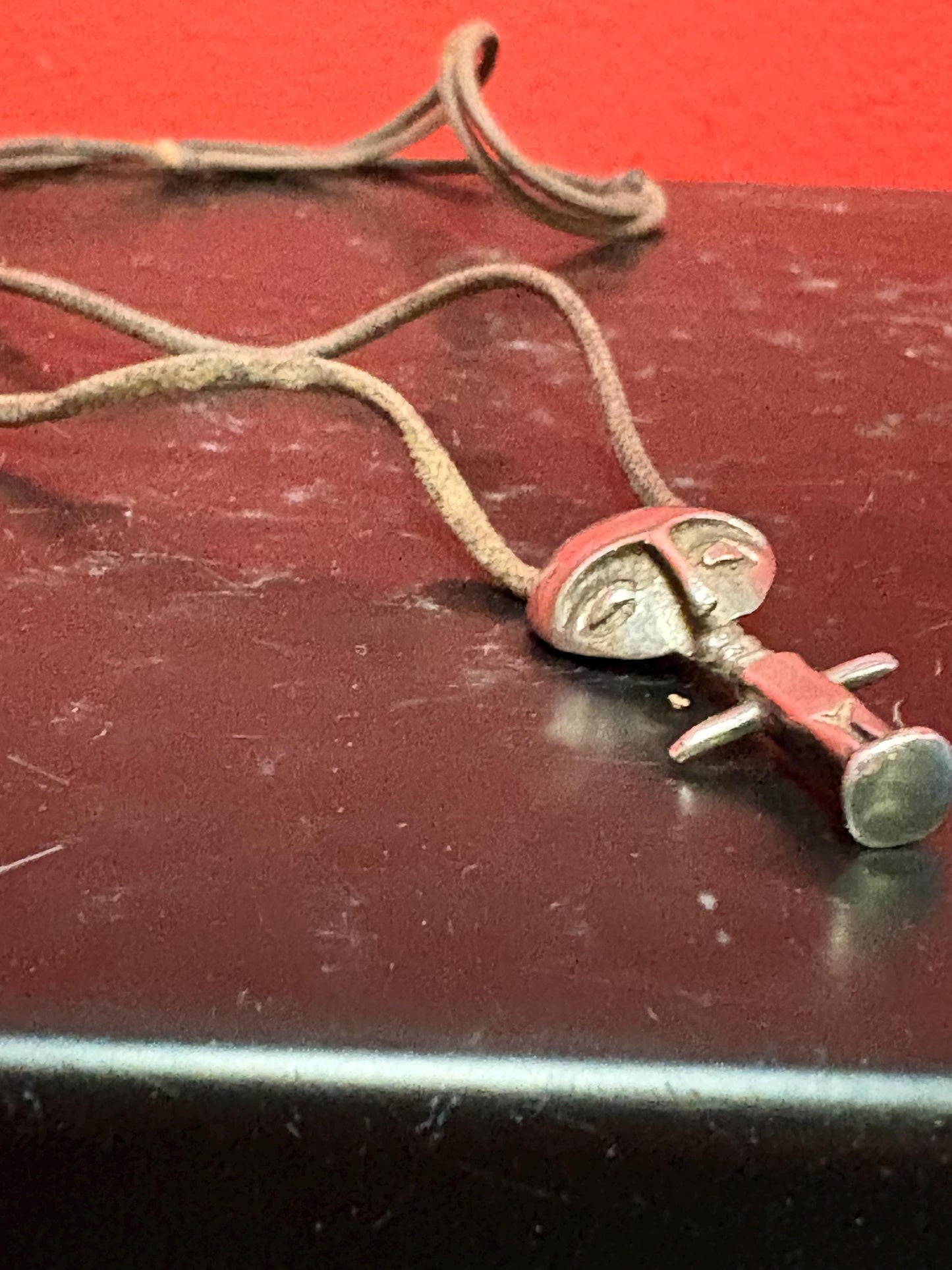 Beautiful 1.5 inch African sterling Ashanti statue pendant with leather necklace  perfect gift  unusual and good value