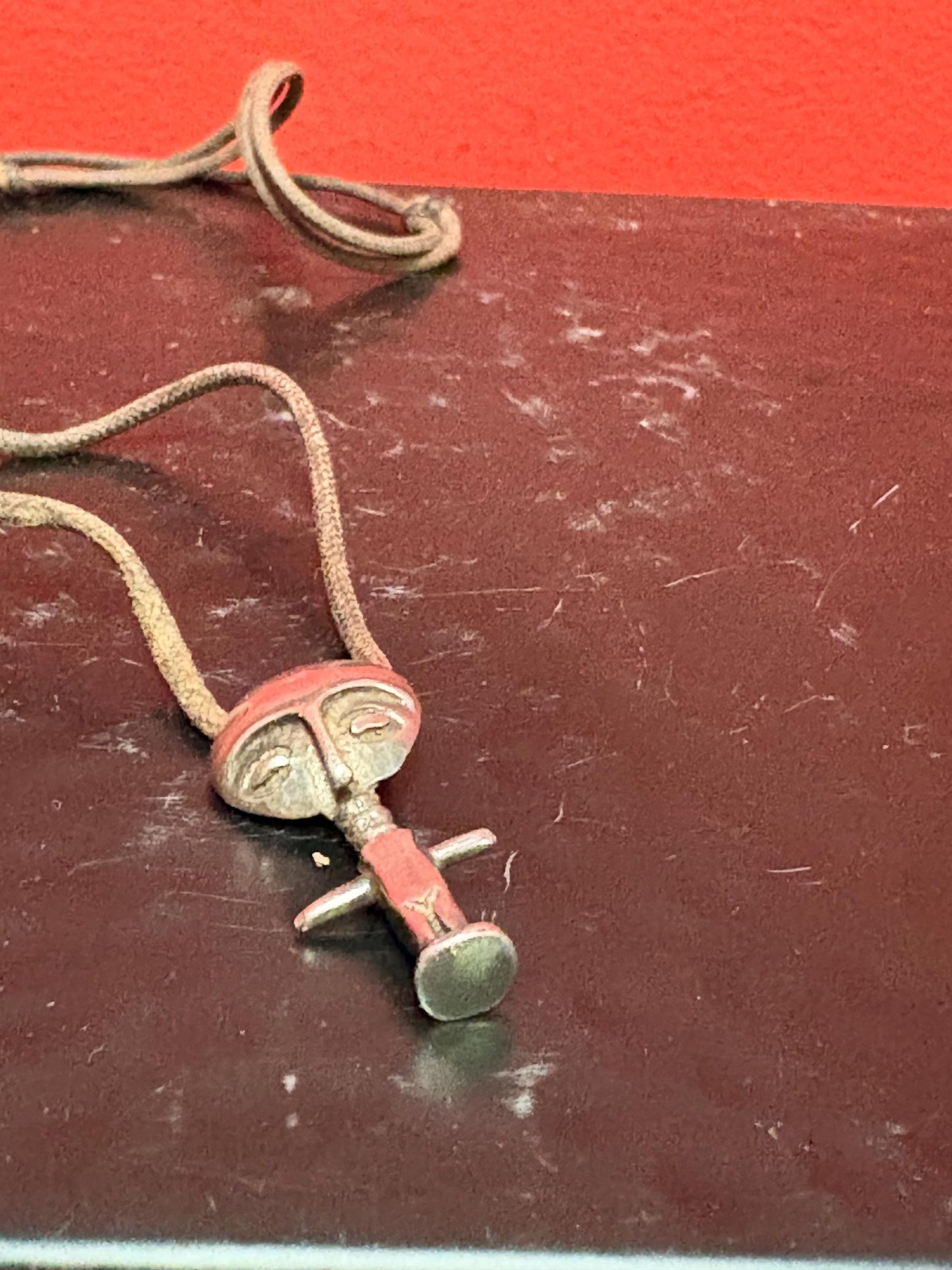 Beautiful 1.5 inch African sterling Ashanti statue pendant with leather necklace  perfect gift  unusual and good value