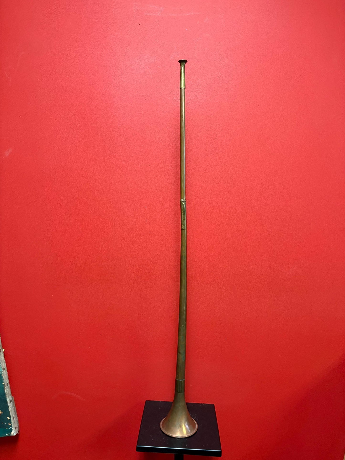 Fabulous antique English 35 inch long copper and brass hunting horn  wow -