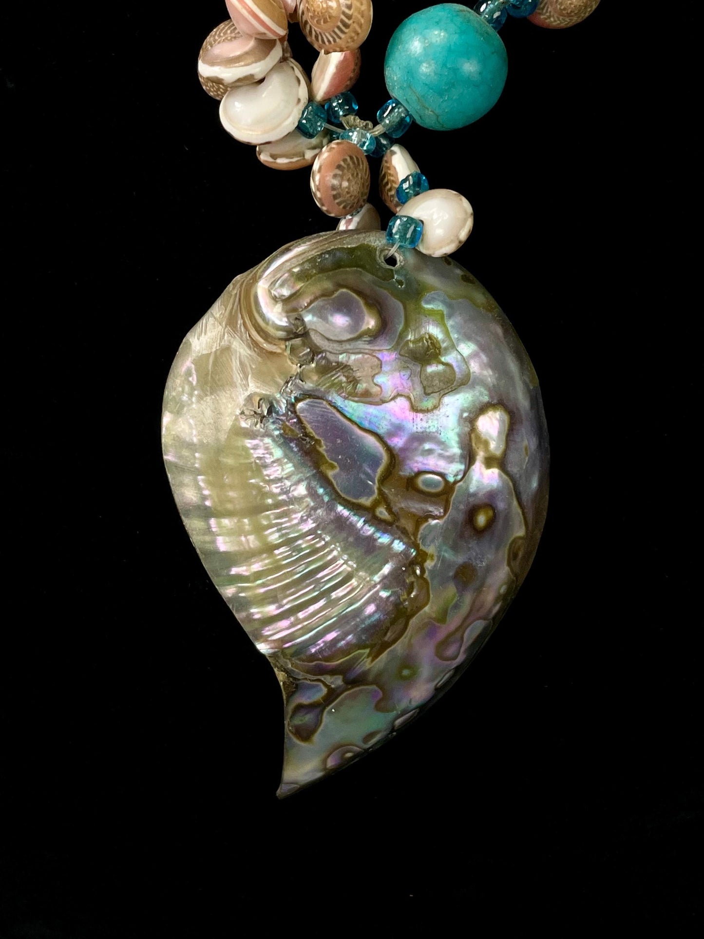 20 inch Shell Necklace with huge 3 inch Abalone Pendant