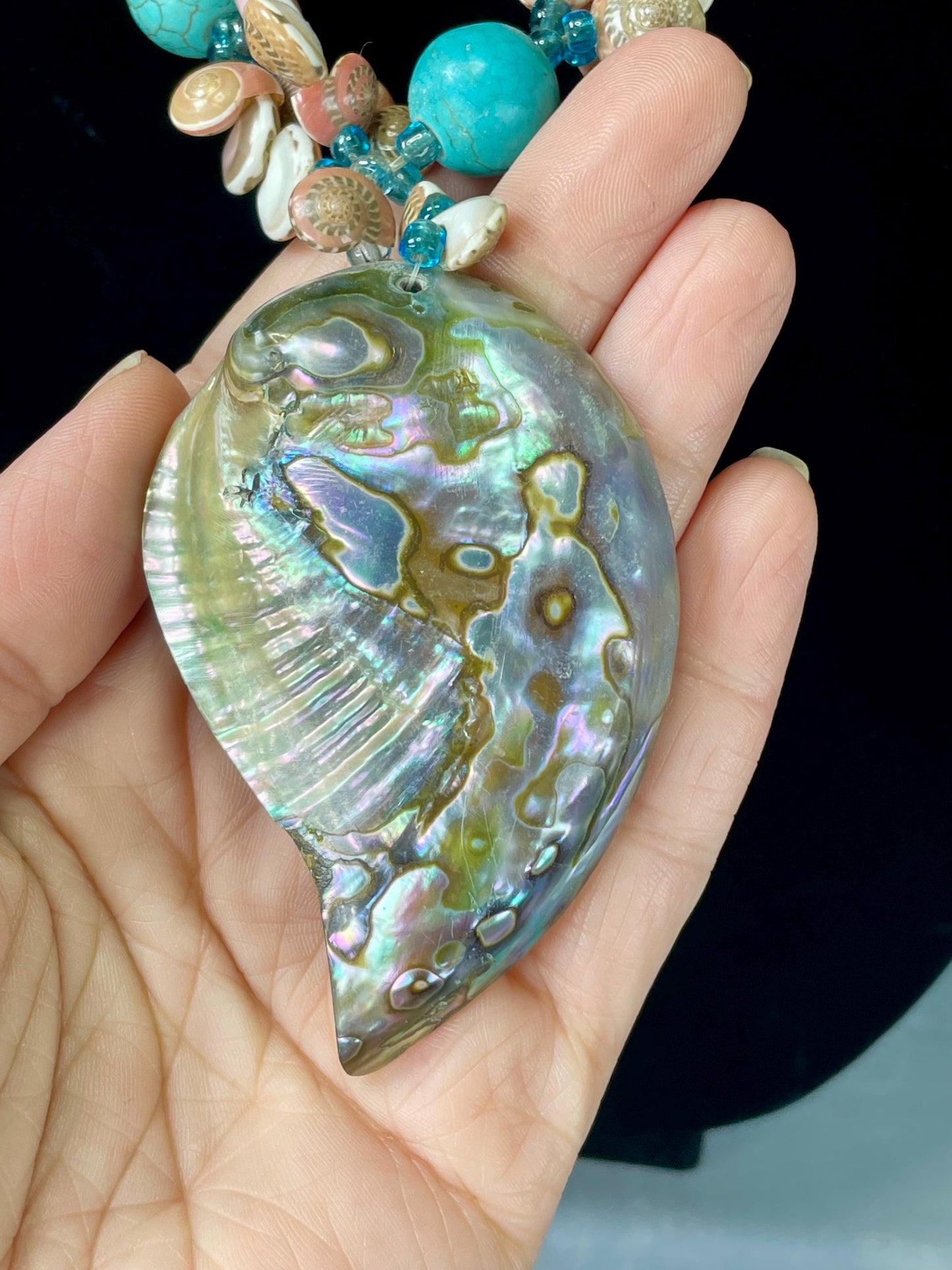 20 inch Shell Necklace with huge 3 inch Abalone Pendant