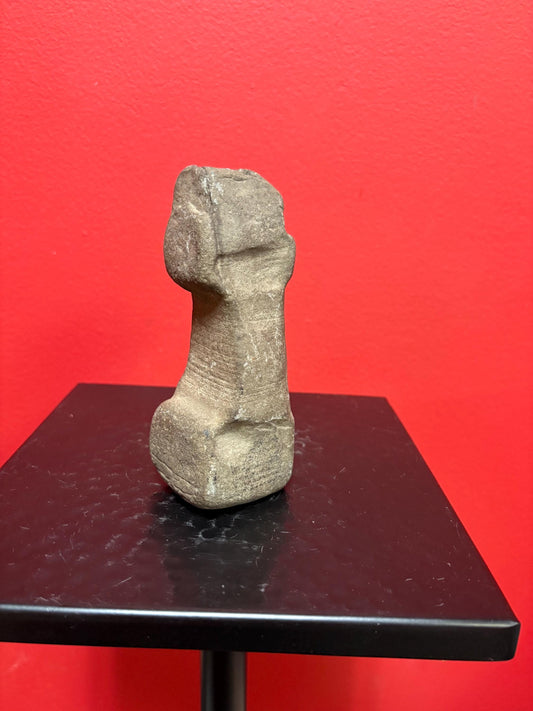 Beautiful 5 inch tall  indigenous first nations, British Columbian old old old plummet stone tool  wonderful patina  shape like male torso