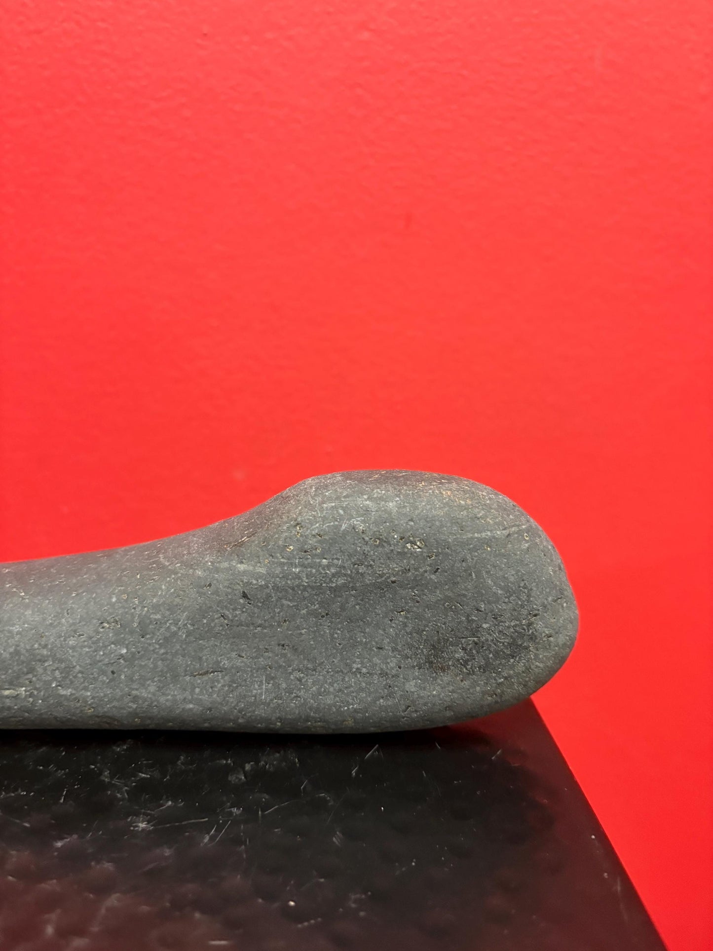 Beautiful 8 inch tall  indigenous first nations, British Columbian old old old plummet stone tool  wonderful patina   shape of duck head