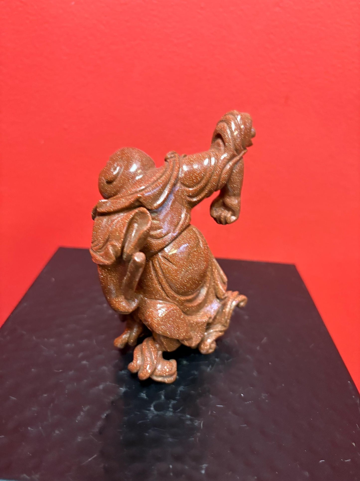 Beautiful antique 4 inch Chinese gold stone figure of a warrior  great condition and very unusual estate piece