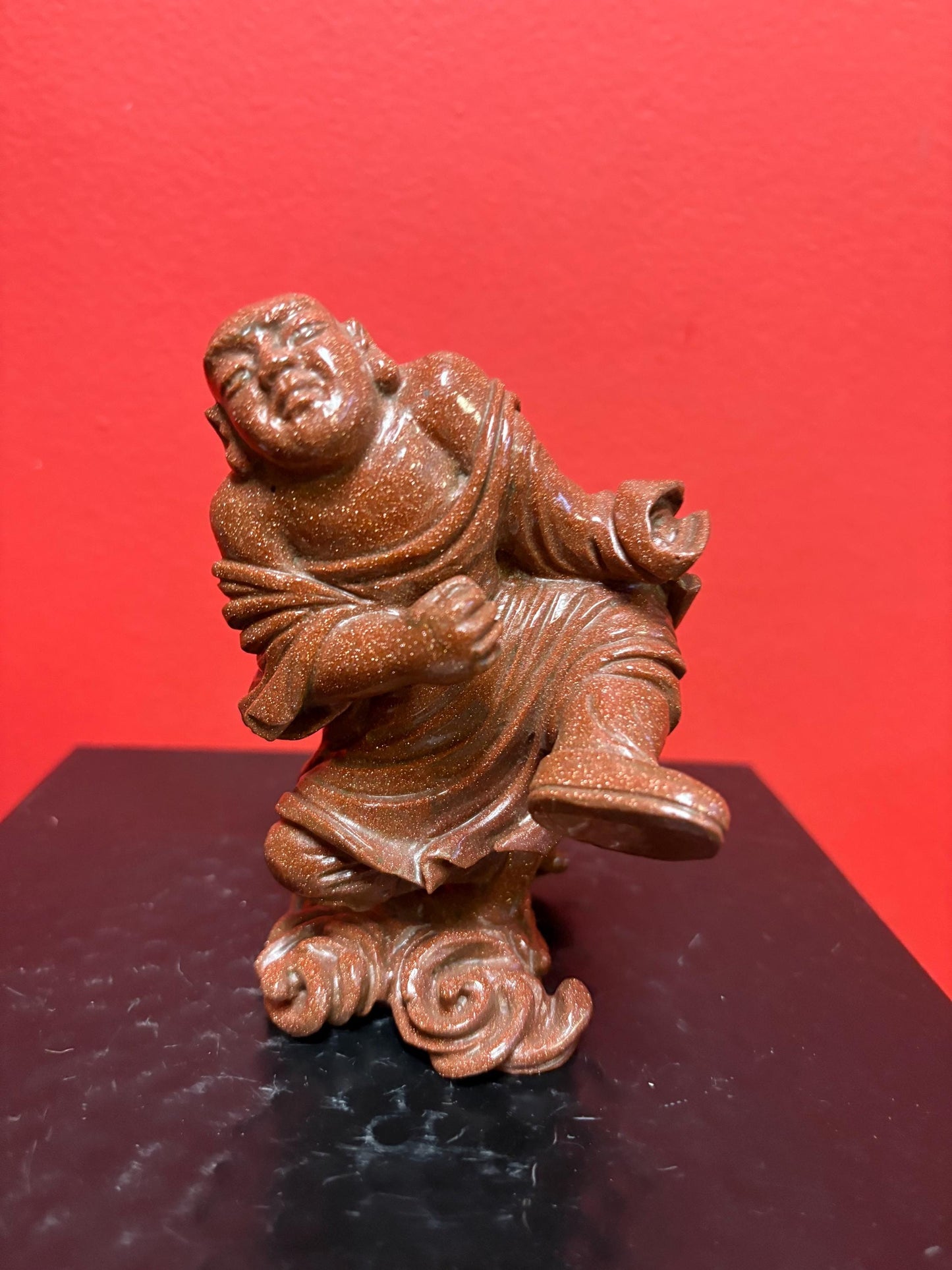 Beautiful antique 5 inch Chinese gold stone figure of a warrior  great condition and very unusual estate piece