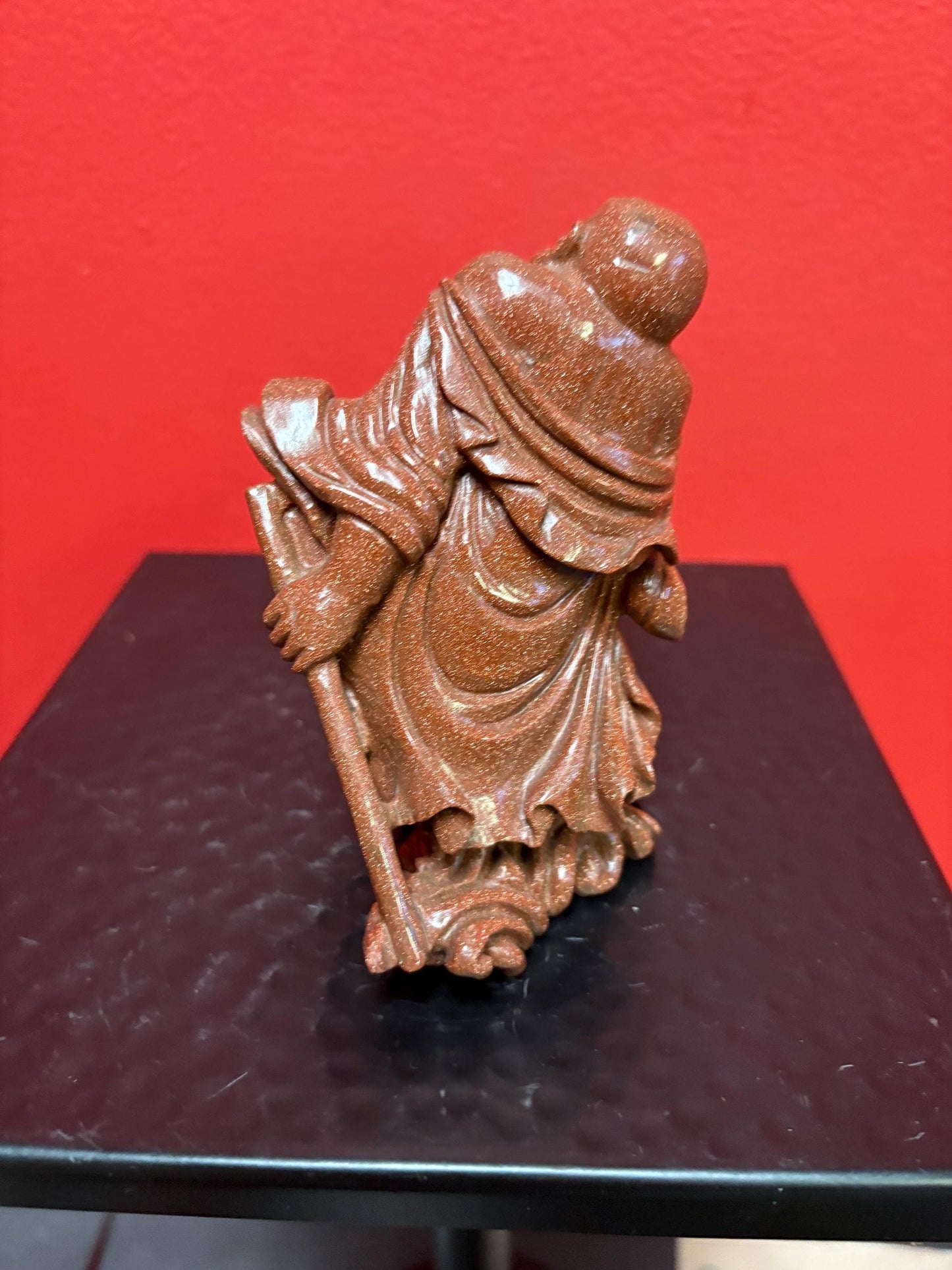 Beautiful antique 5 inch Chinese gold stone figure of a warrior  great condition and very unusual estate piece