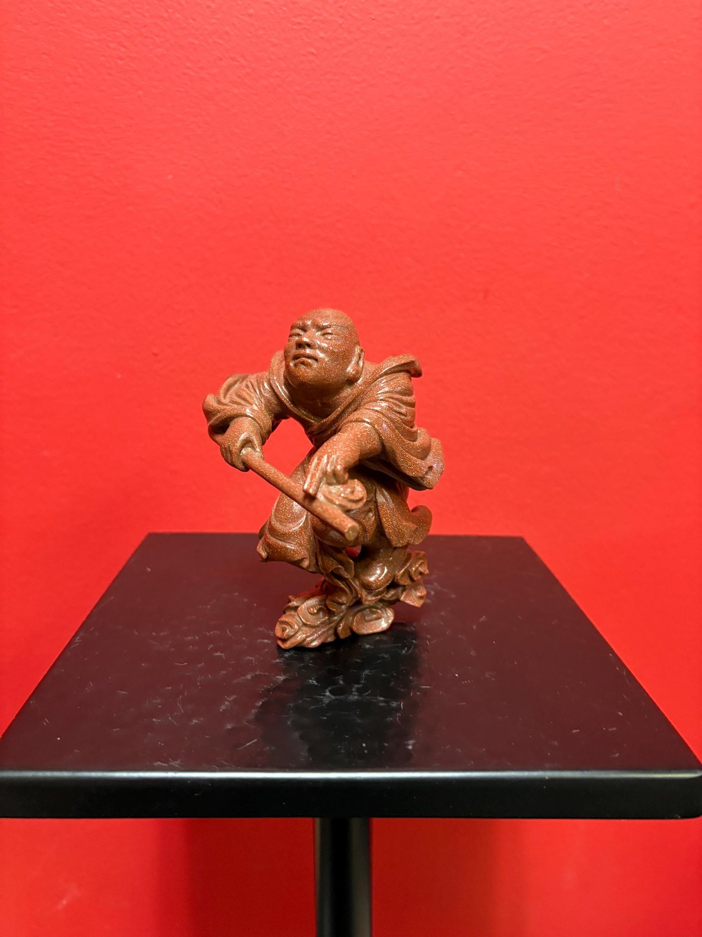 Beautiful antique 5 inch Chinese gold stone figure of a warrior  great condition and very unusual estate piece