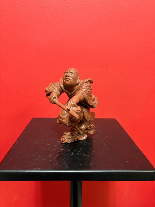 Beautiful antique 5 inch Chinese gold stone figure of a warrior  great condition and very unusual estate piece