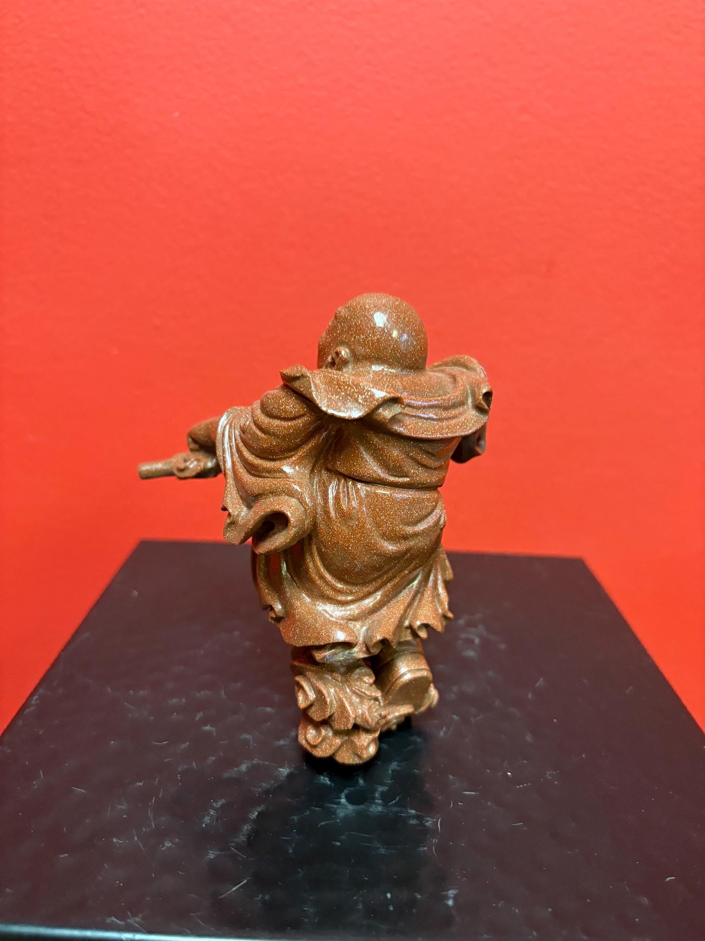 Beautiful antique 5 inch Chinese gold stone figure of a warrior  great condition and very unusual estate piece