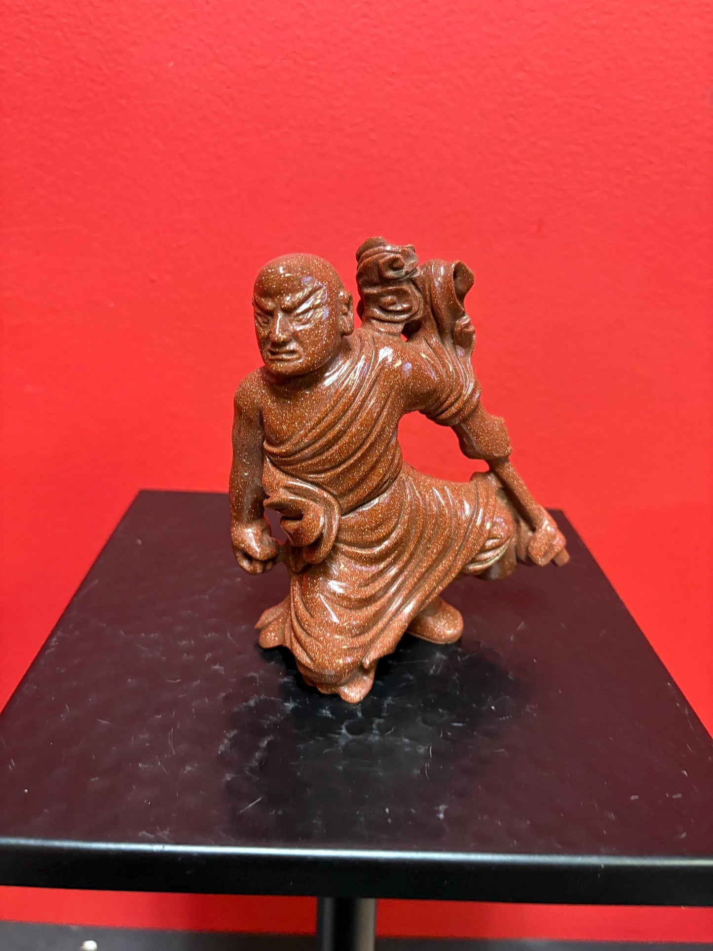Beautiful antique 5 inch Chinese gold stone figure of a warrior  great condition and very unusual estate piece