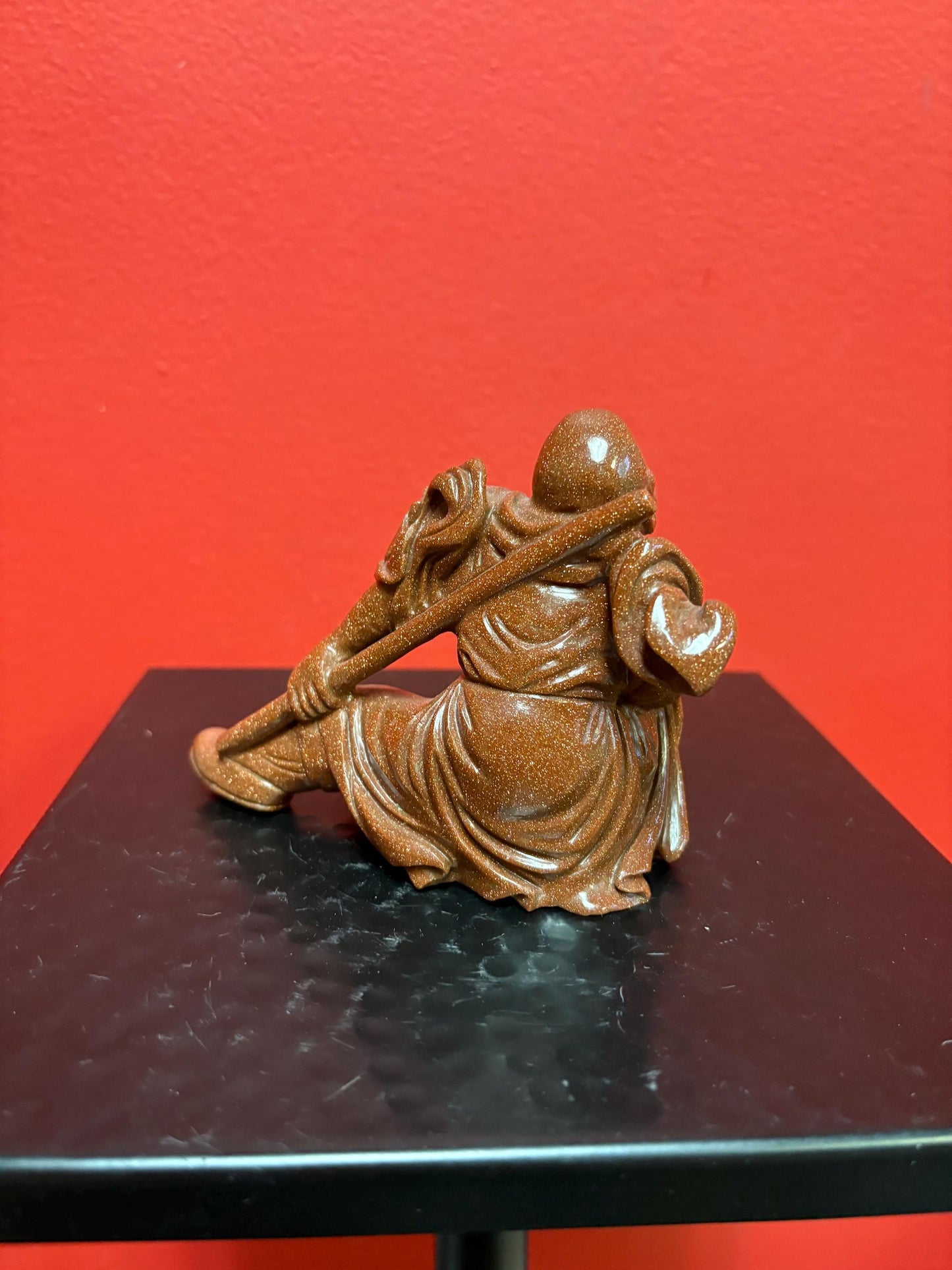 Beautiful antique 4 inch Chinese gold stone figure of a warrior  great condition and very unusual estate piece