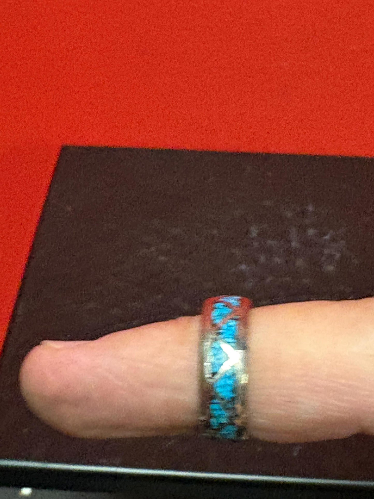 Size 8.5 turquoise and unmarked silver ring - great price