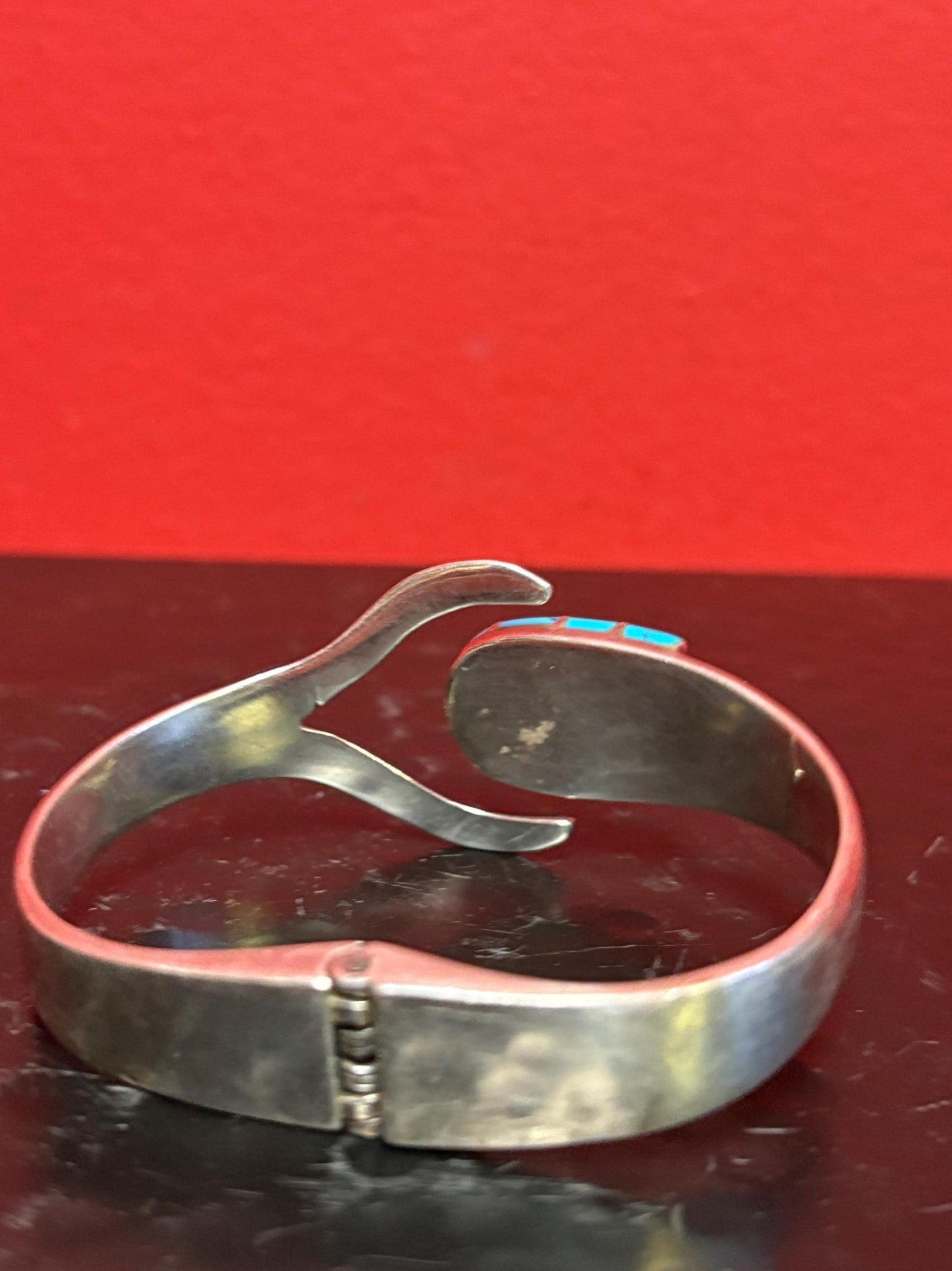 Absolutely stunning very heavy Navajo 930 sterling and turquoise bracelet  opens up and 2 1/2 inches wide when closed  wow - masterpiece