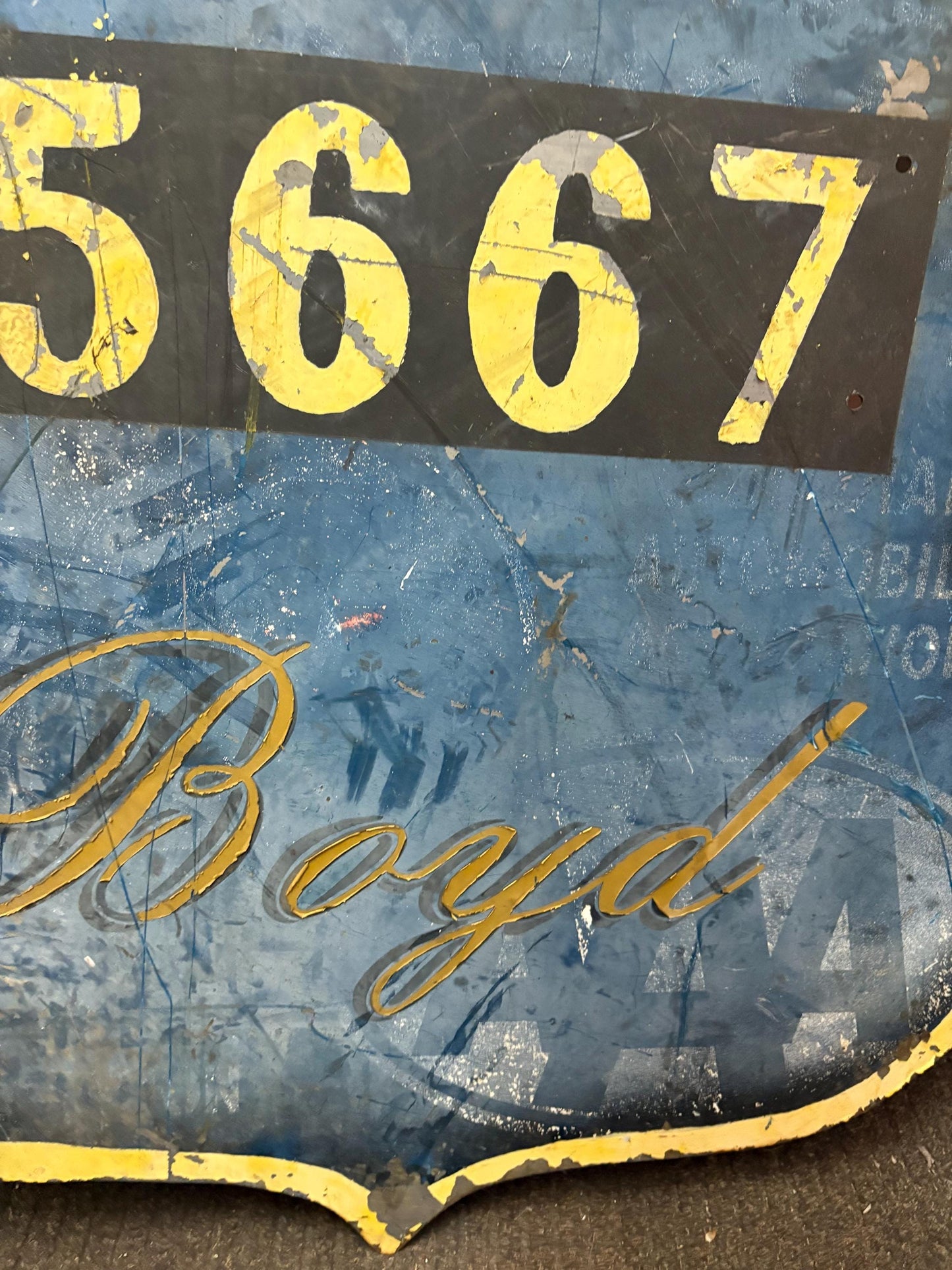 Stunning antique auto association metal chauffeur sign  30 by 28 inches wide  antique condition amazing decor - wo