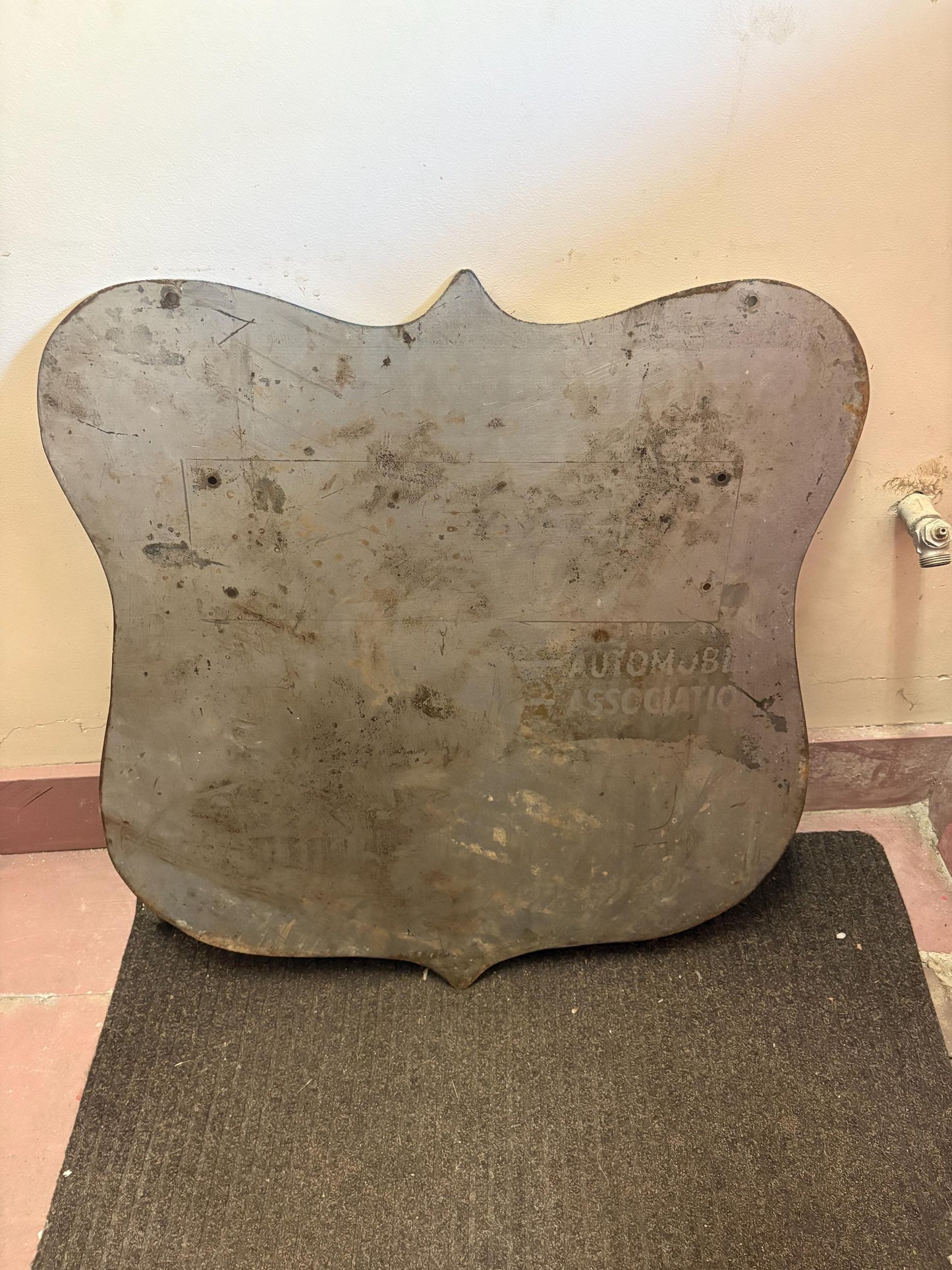 Stunning antique auto association metal chauffeur sign  30 by 28 inches wide  antique condition amazing decor - wo