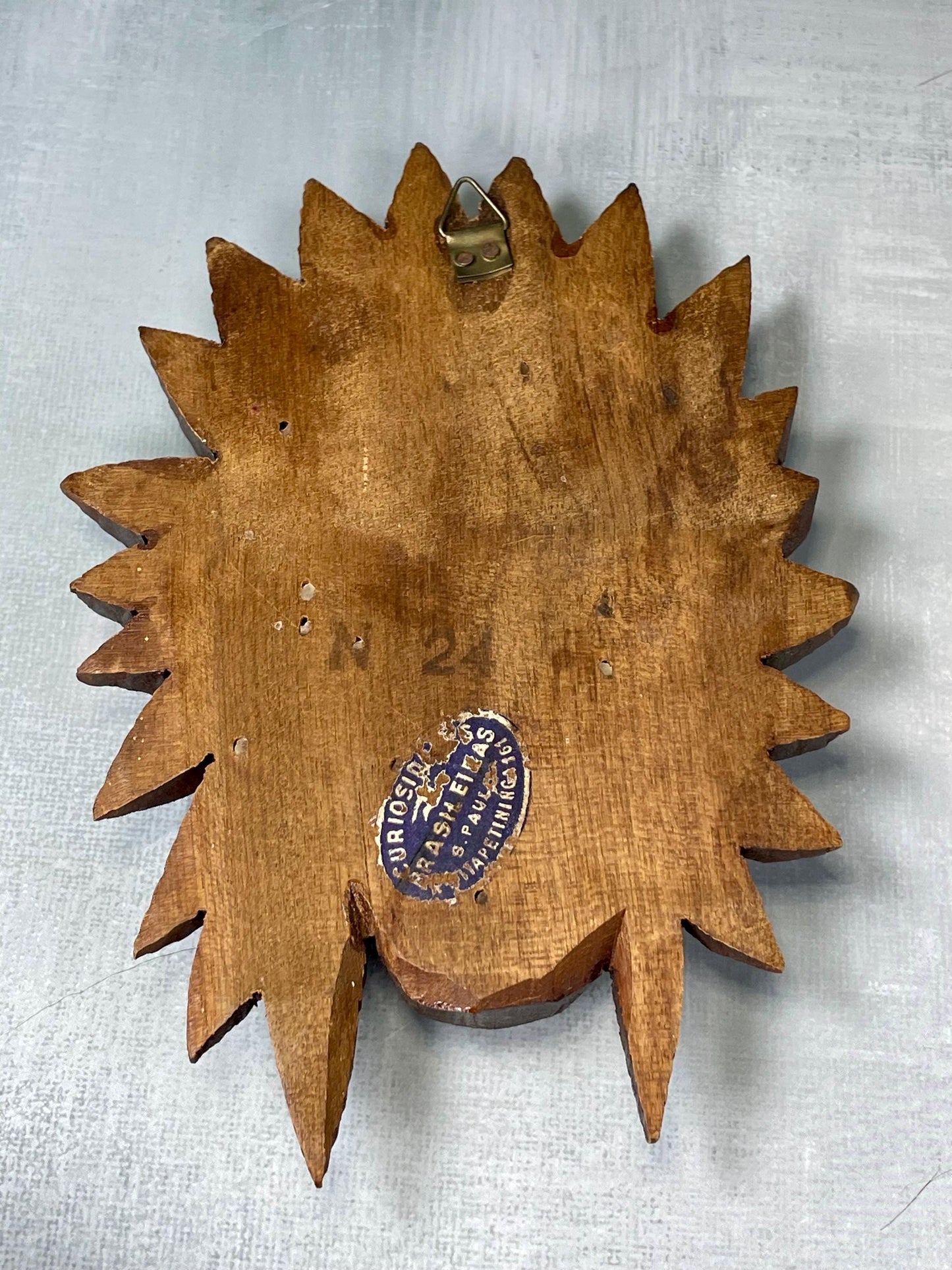 Handcarved Wooden Plque of Native Chief