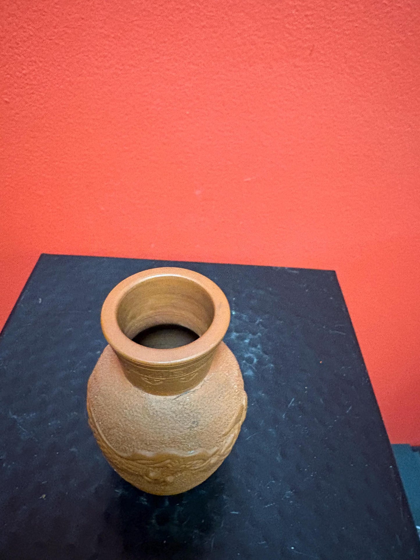 Beautiful old Chinese terra-cotta vase  3.5 inches tall - perfect condition