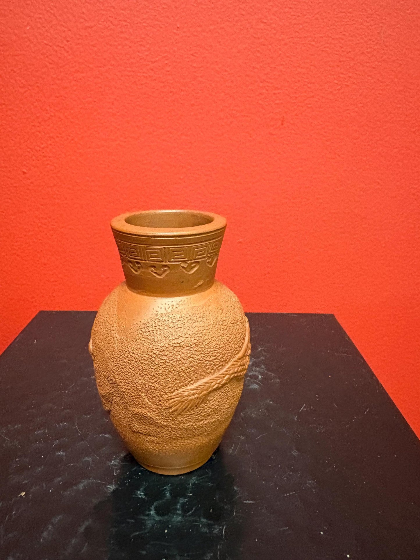 Beautiful old Chinese terra-cotta vase  3.5 inches tall - perfect condition