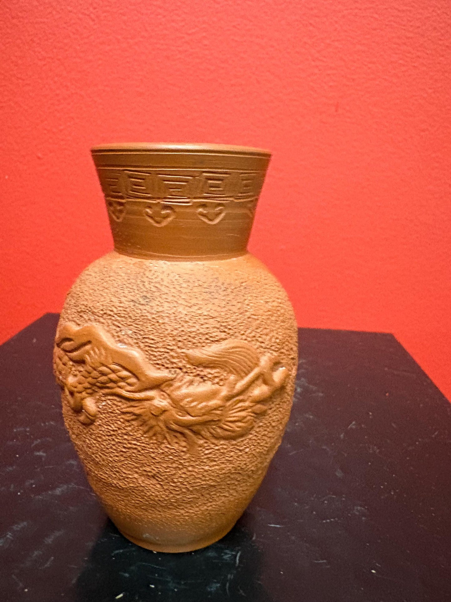 Beautiful old Chinese terra-cotta vase  3.5 inches tall - perfect condition
