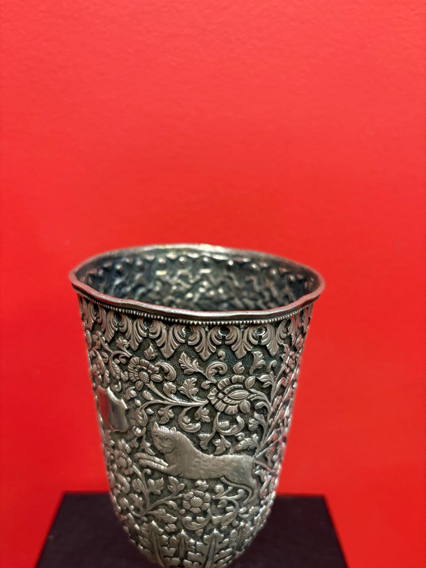 Stunning solid silver tested Indian Raj goblet chalice with beautiful detailing - 8 inches tall and 480 g see photos - masterpiece