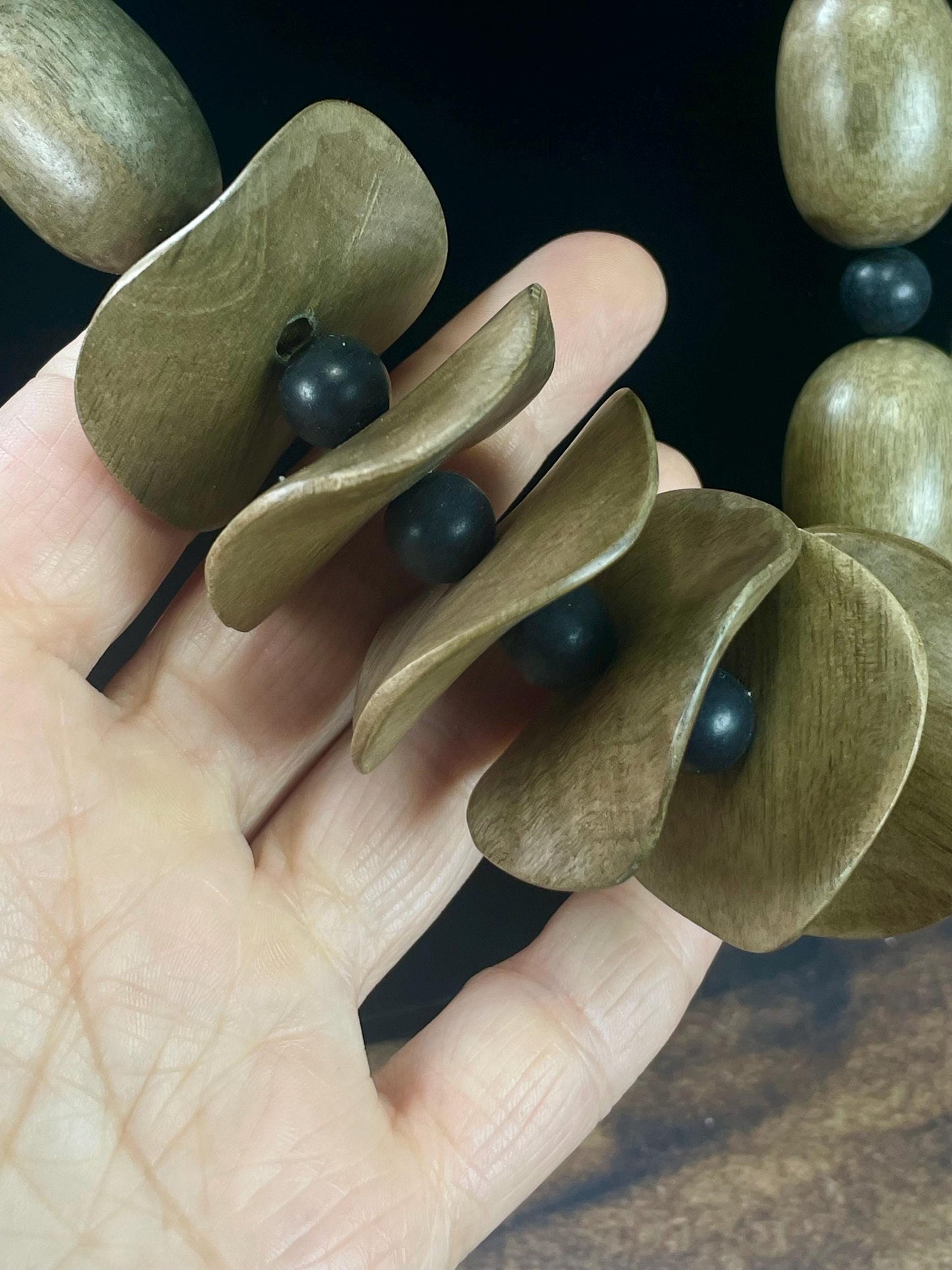 28 inch Necklace with Unique Wooden Beads