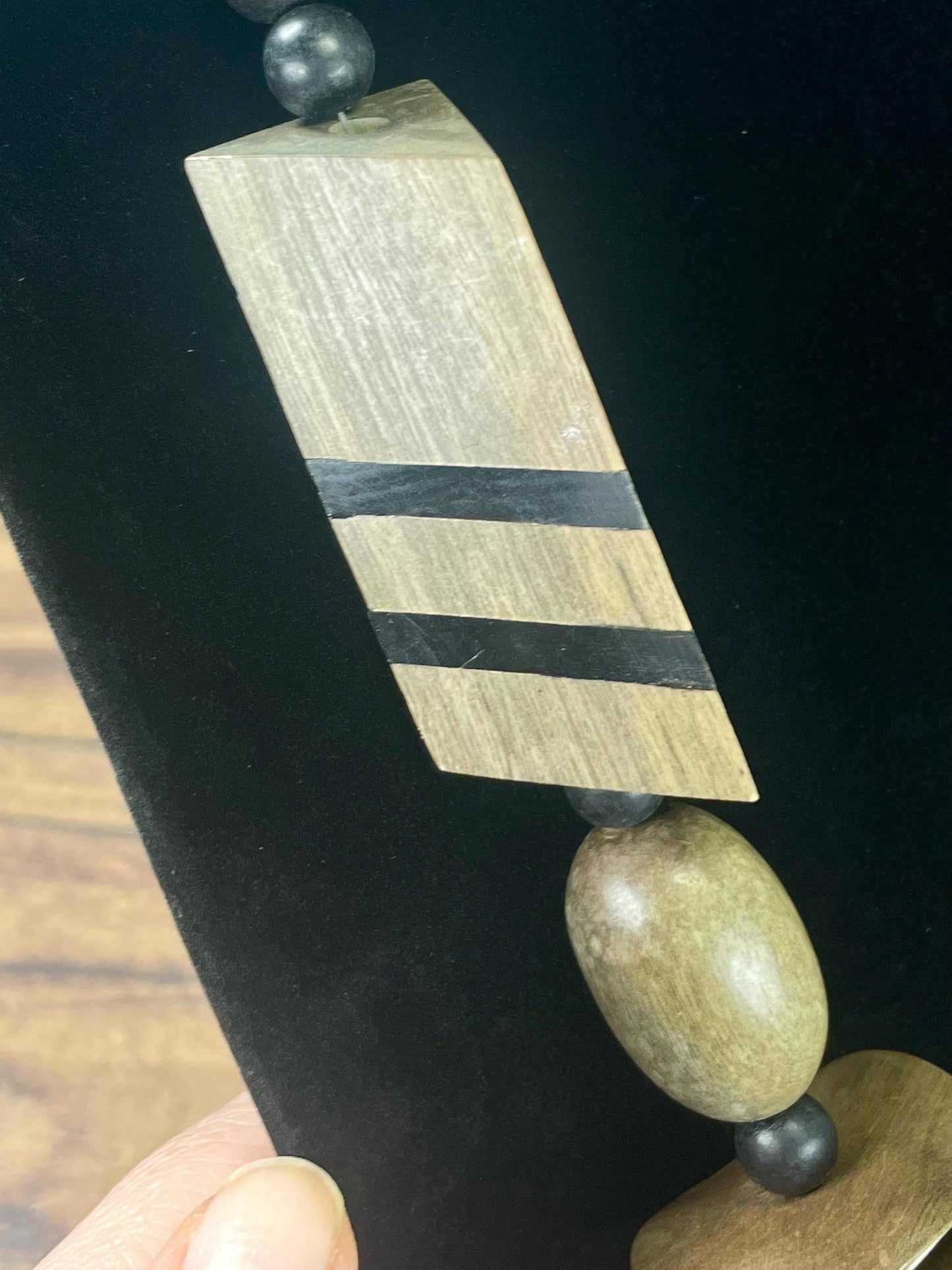 28 inch Necklace with Unique Wooden Beads