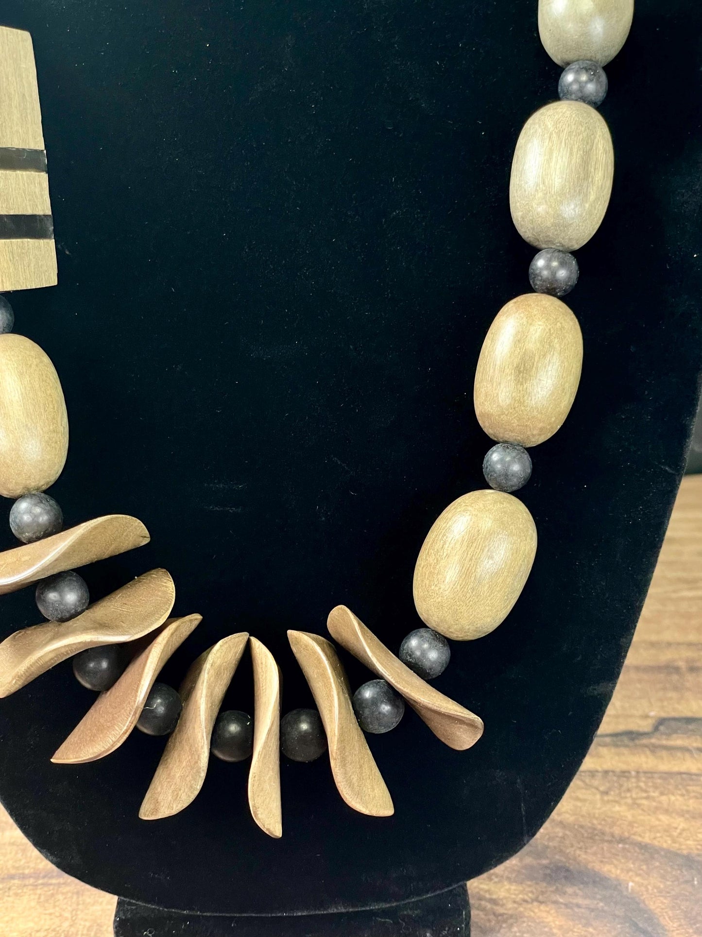 28 inch Necklace with Unique Wooden Beads