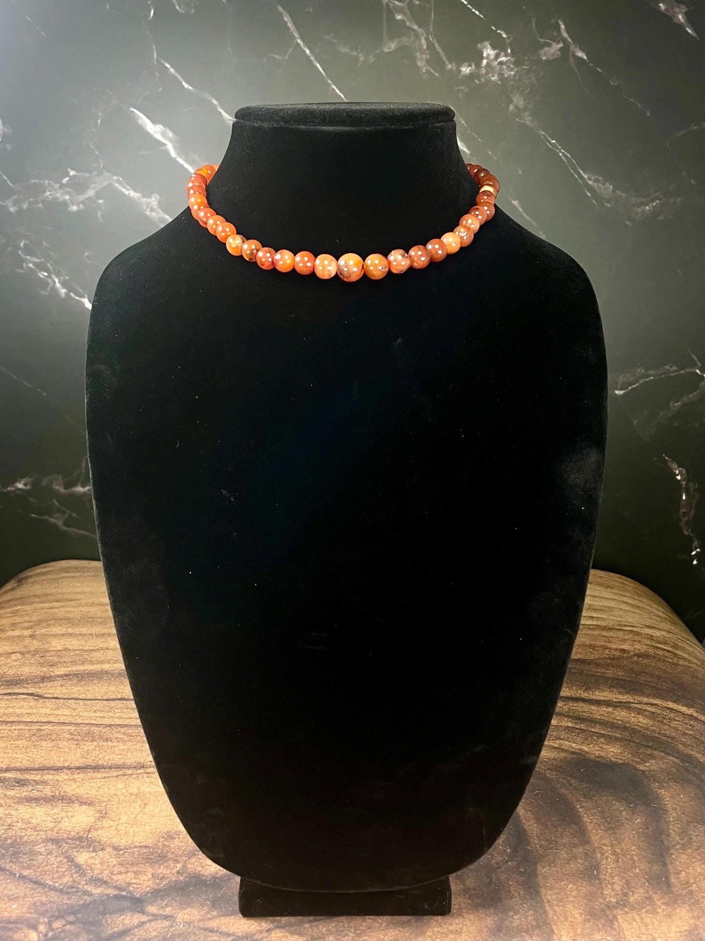 Lovely 15 inch Orange Beaded Necklace