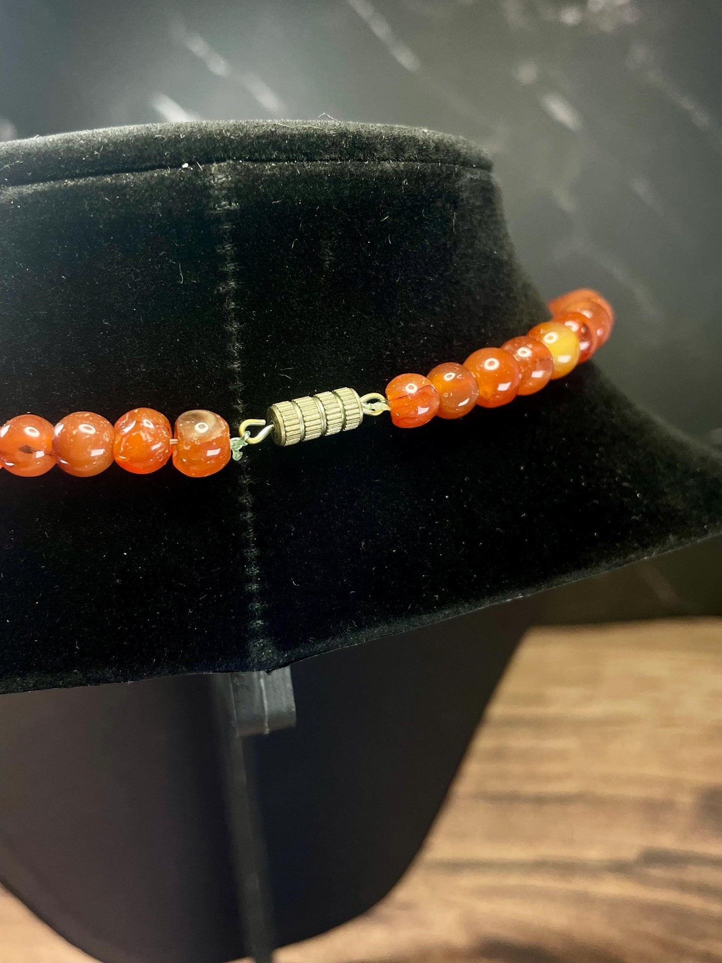 Lovely 15 inch Orange Beaded Necklace