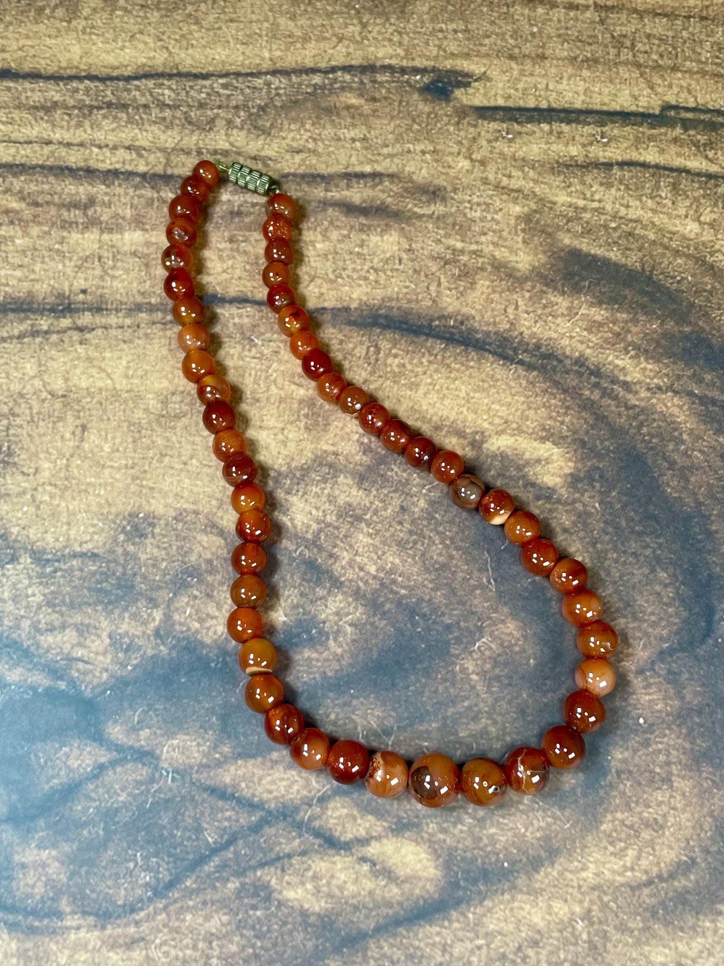 Lovely 15 inch Orange Beaded Necklace