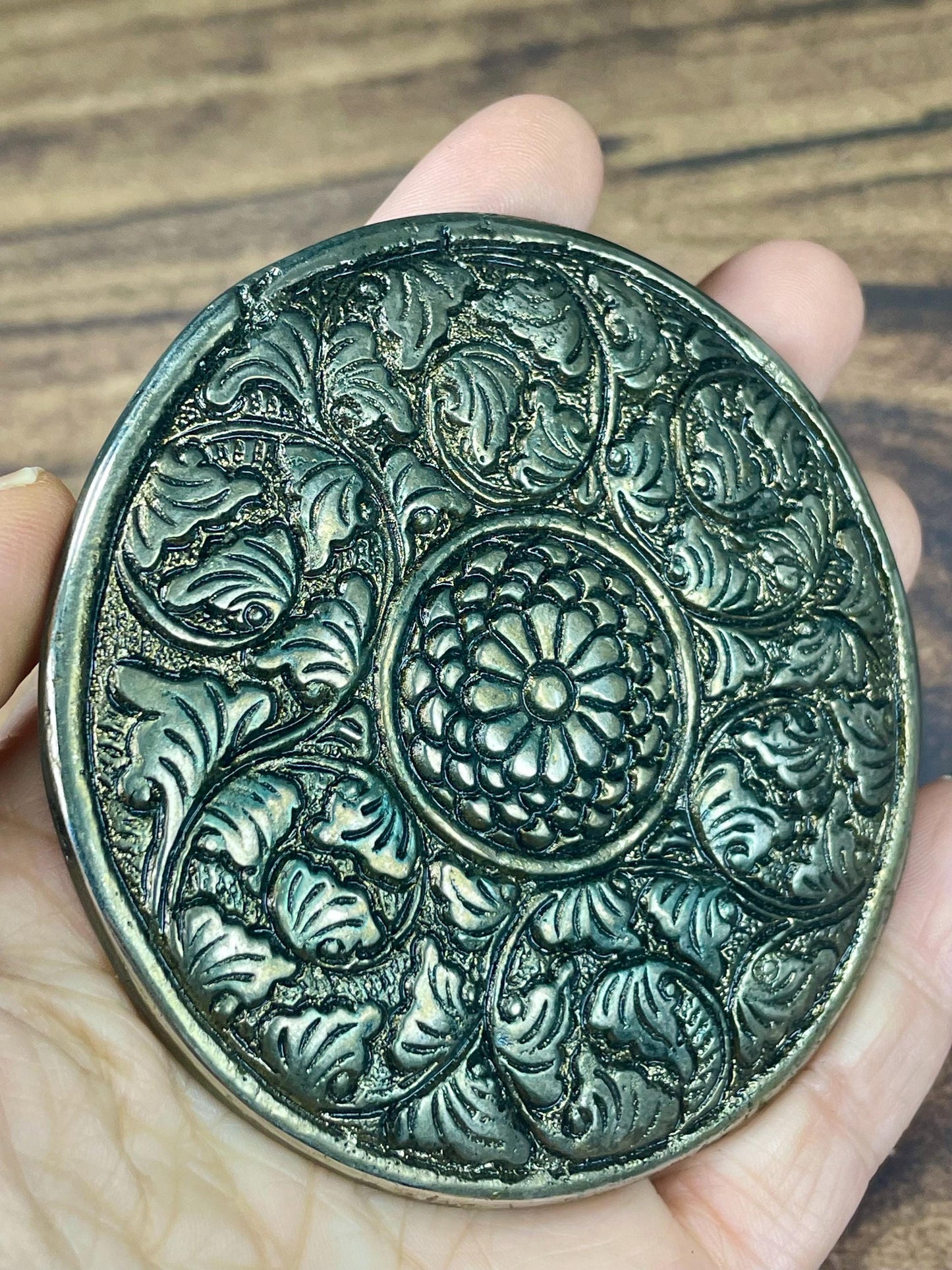 Small Pocket Mirror with Ornate Design