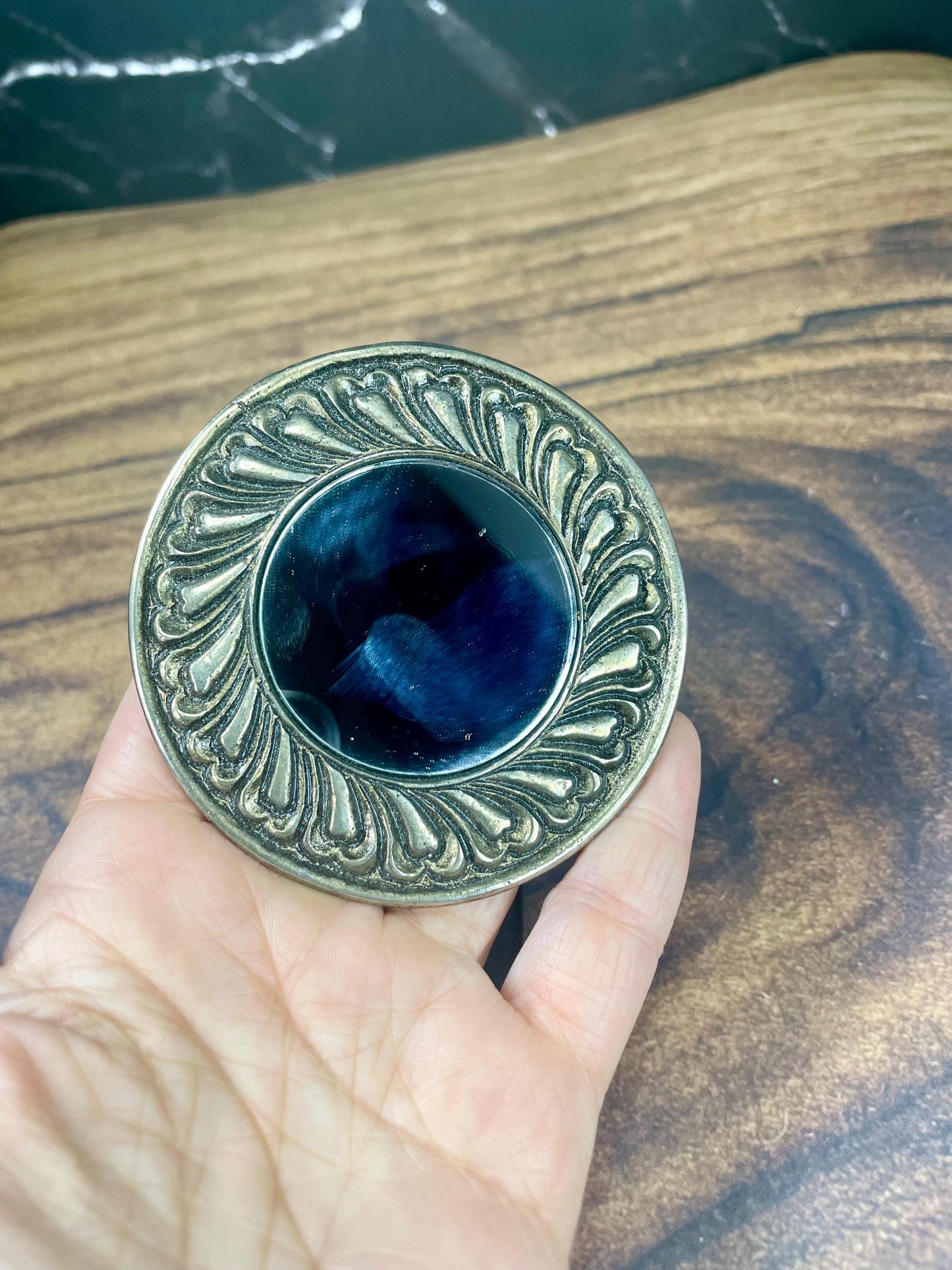 Small Pocket Mirror with Ornate Design