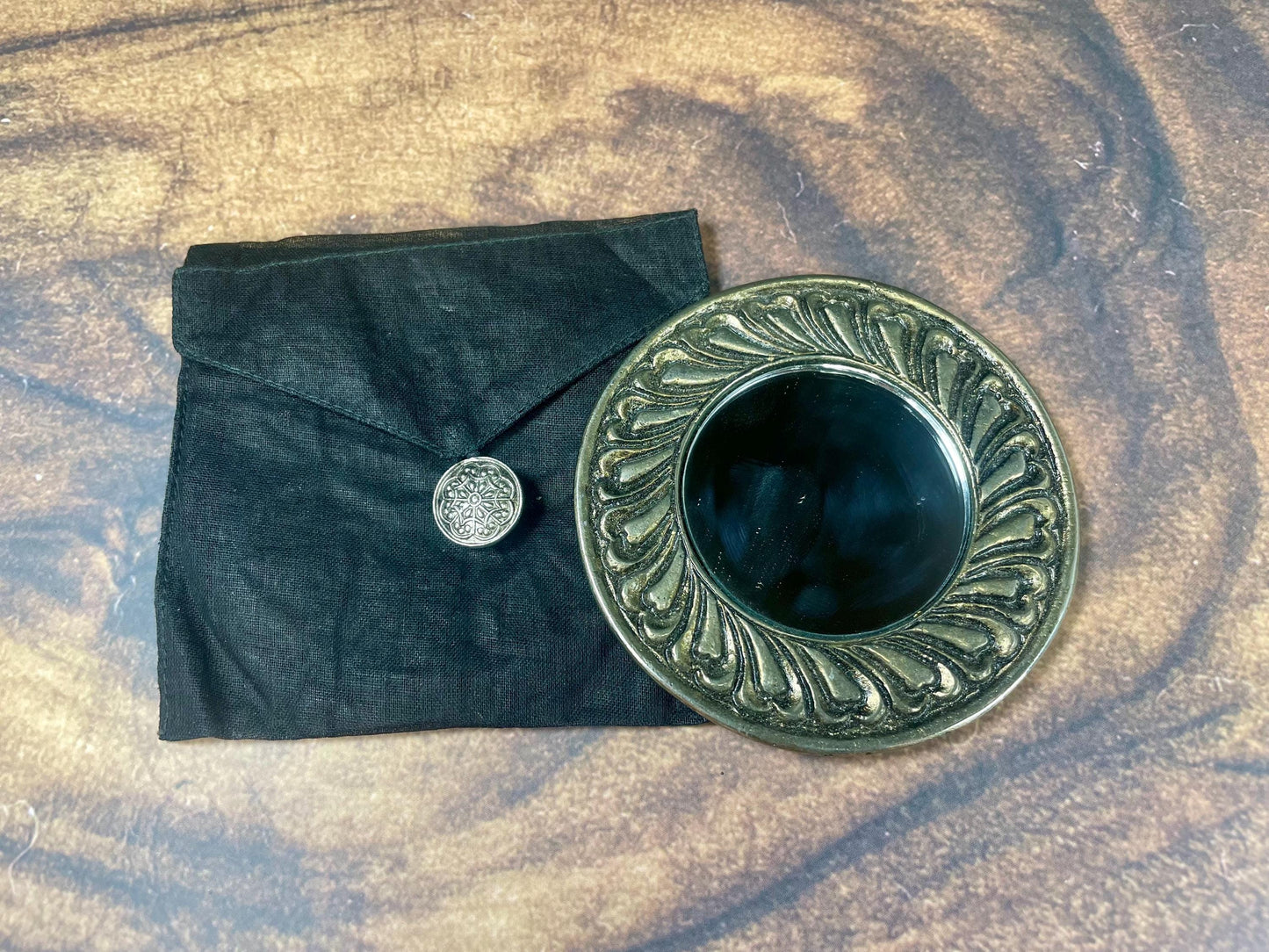 Small Pocket Mirror with Ornate Design