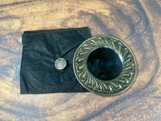 Small Pocket Mirror with Ornate Design