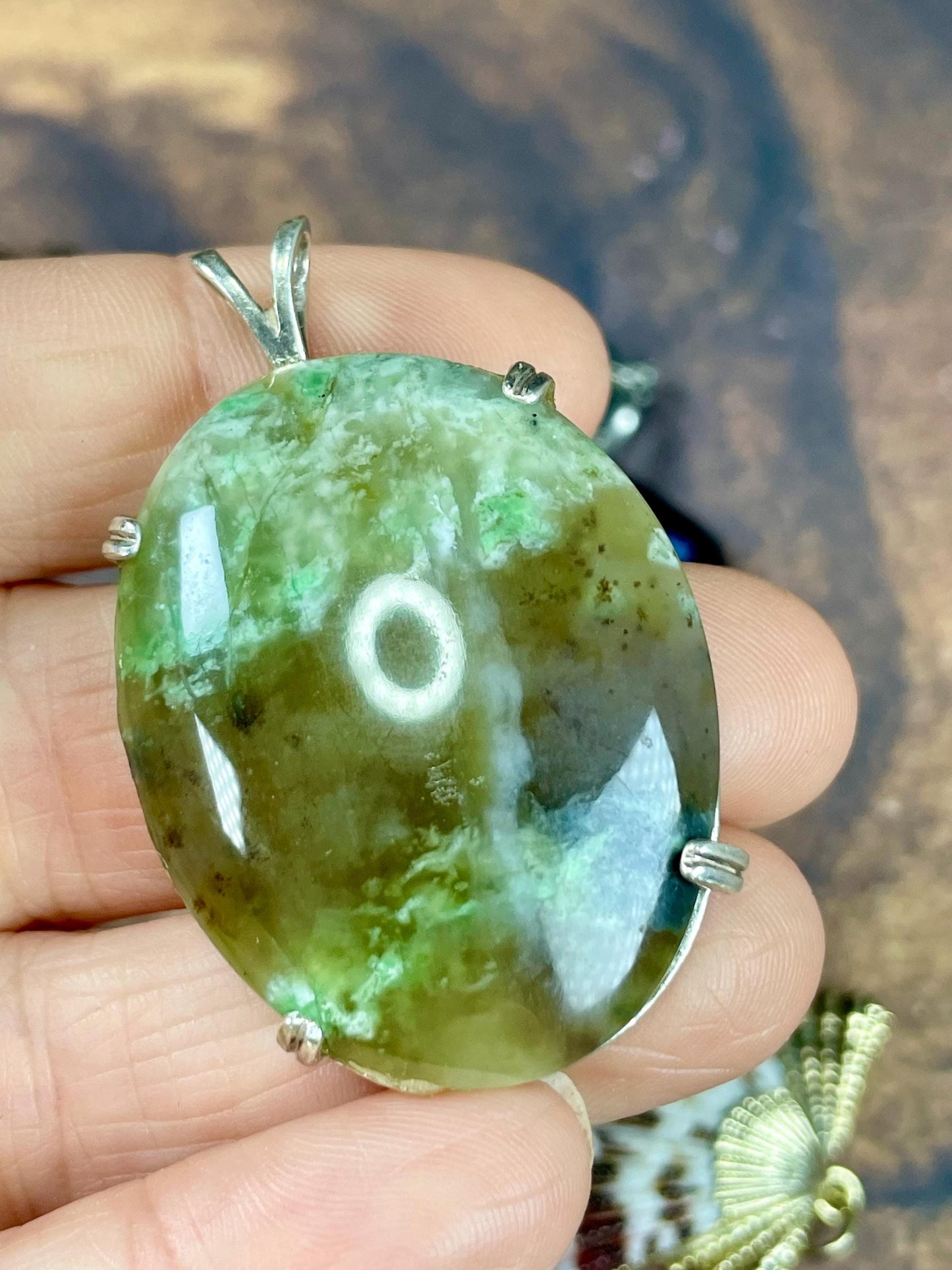 Mixed 7 Pendant Lot  Stone, Shell, Metal and Glass Accents