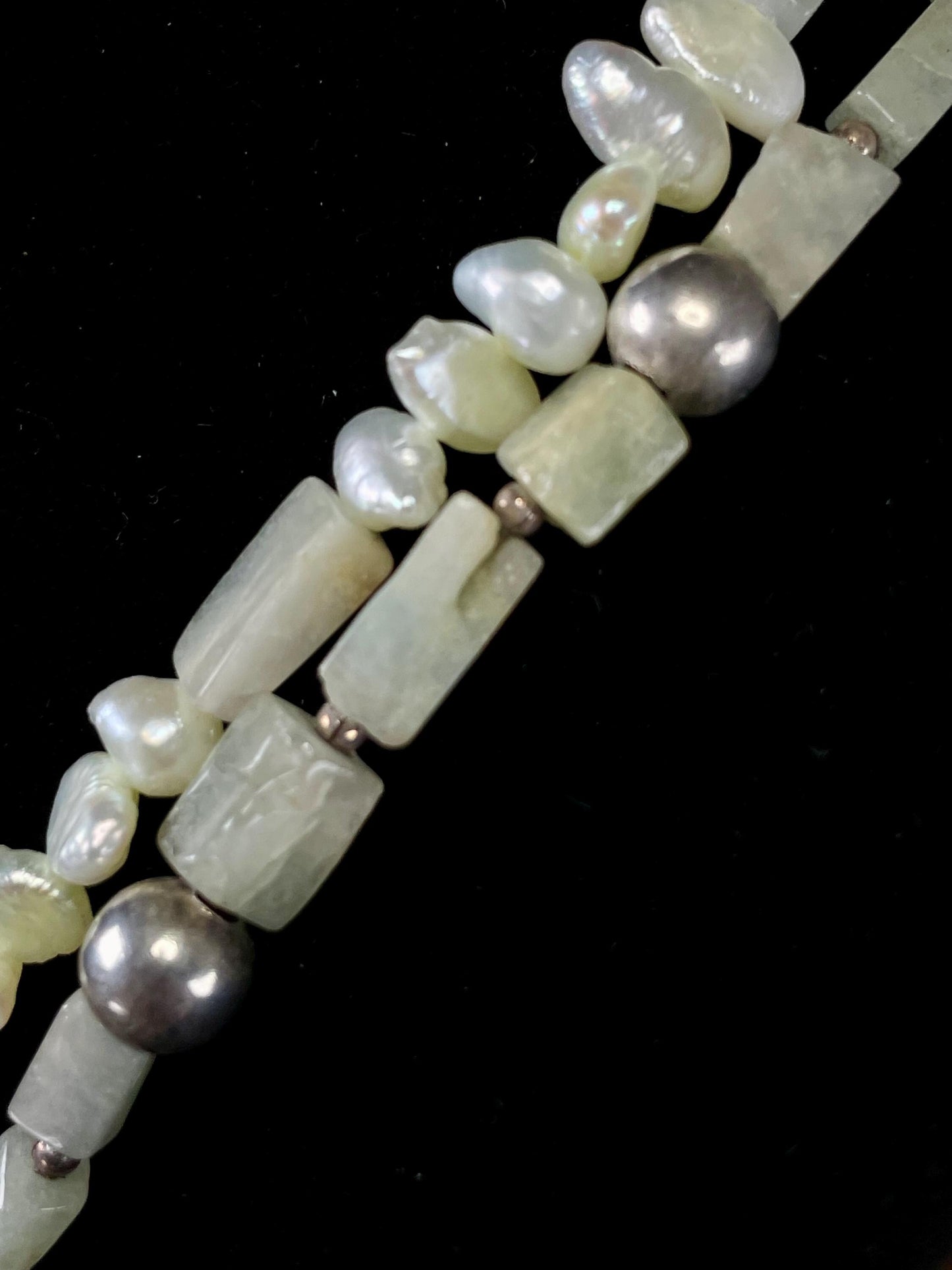 Pearl, Stone & Metal Bead Necklace