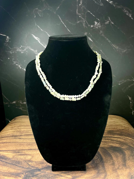 Pearl, Stone & Metal Bead Necklace