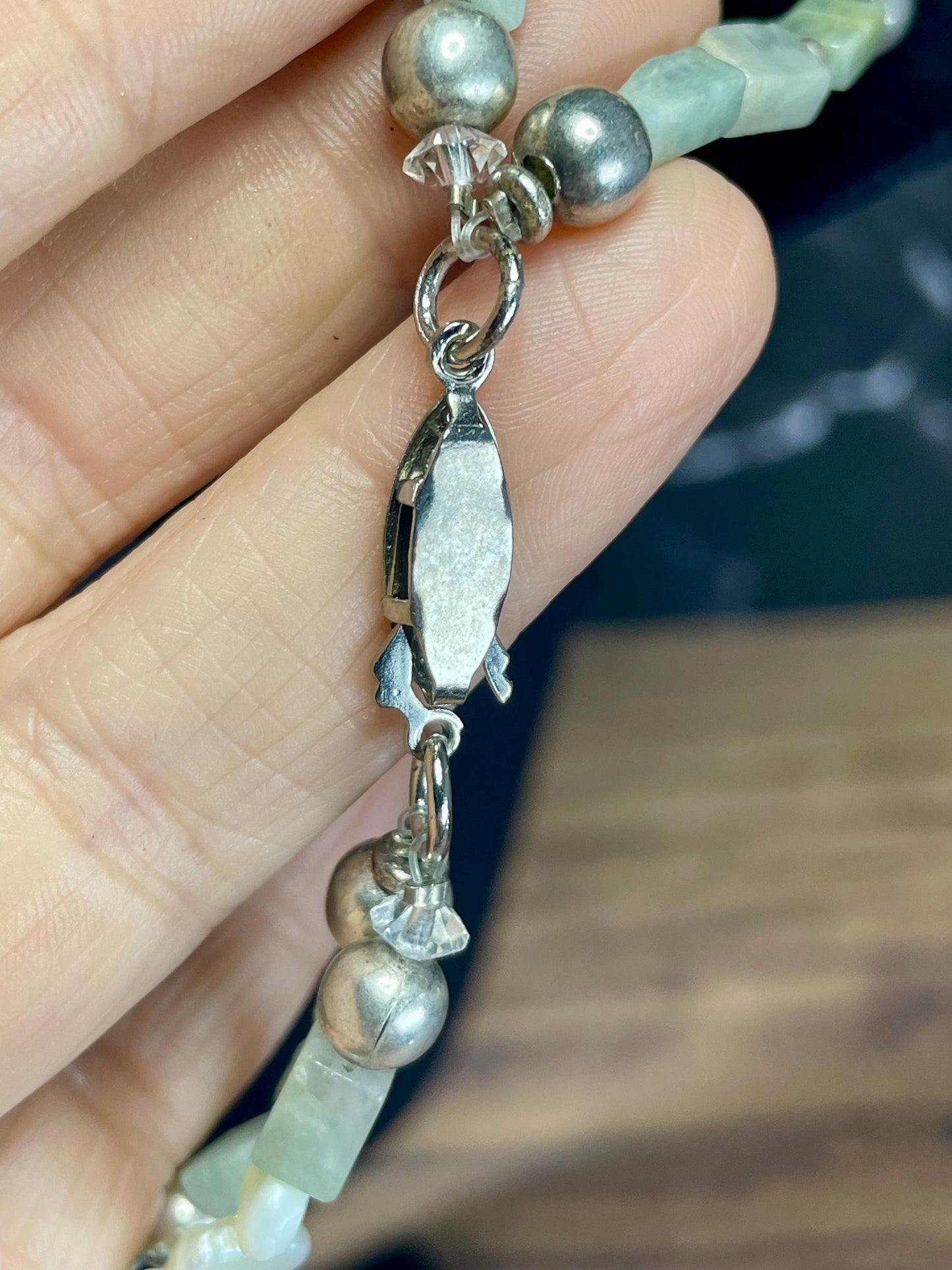 Pearl, Stone & Metal Bead Necklace