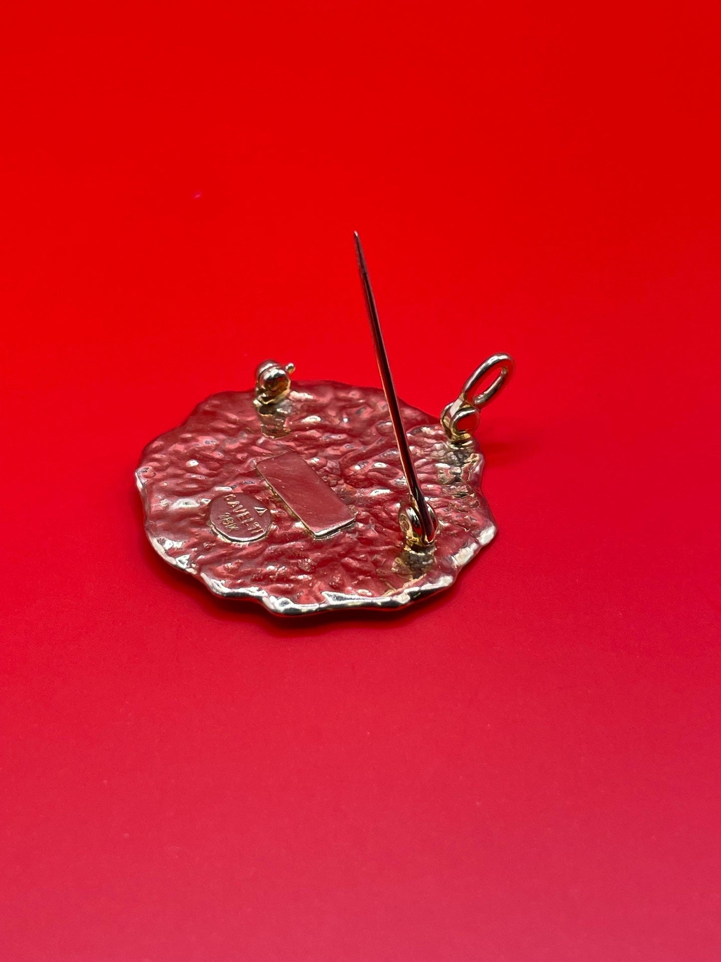 Absolutely Stunning 18k Cavelti Sun Pendant Brooch - B