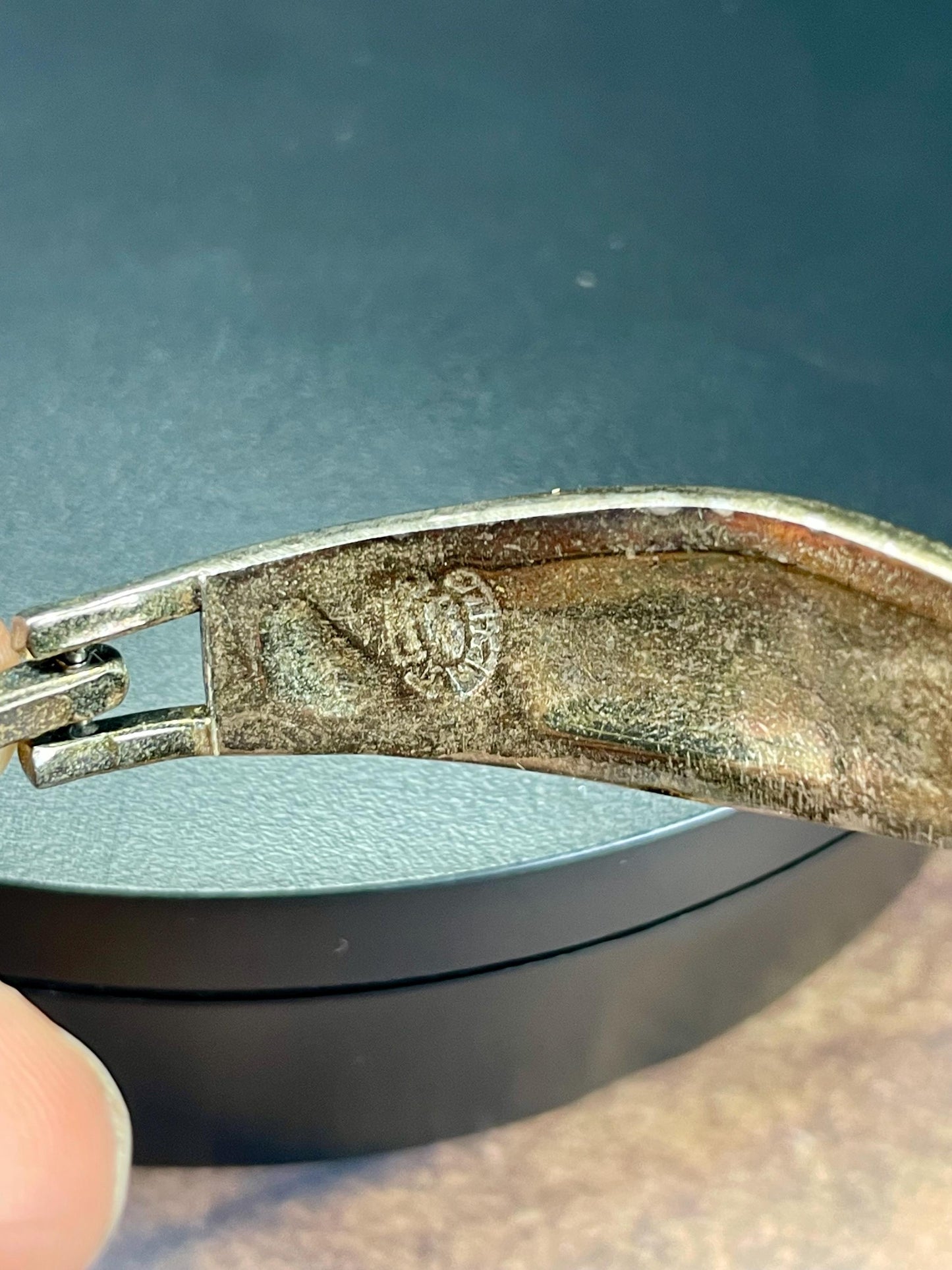 Mexican Hinged Flower Inlay Bracelet