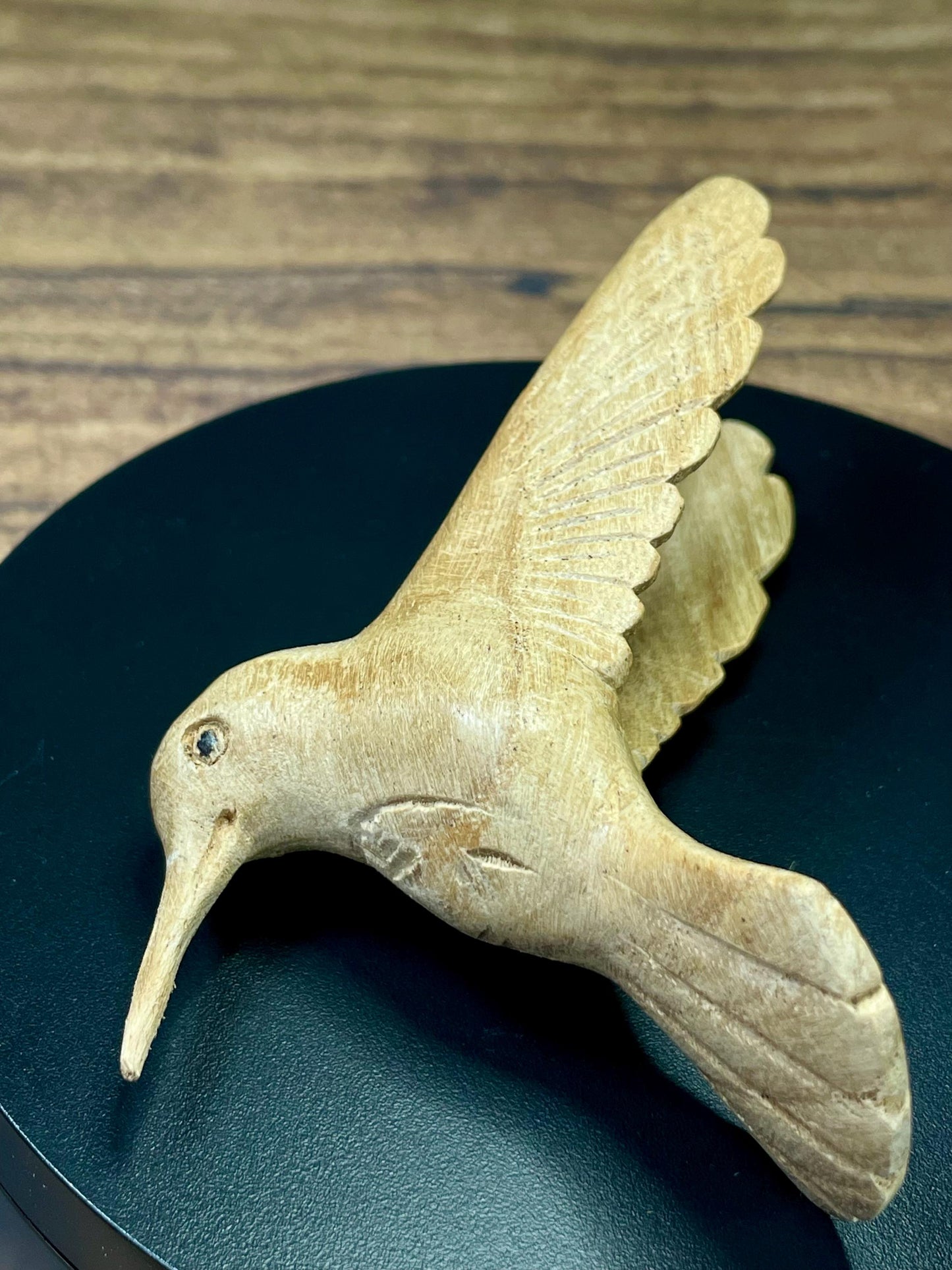 Carved Cedar Hummingbird on Stand