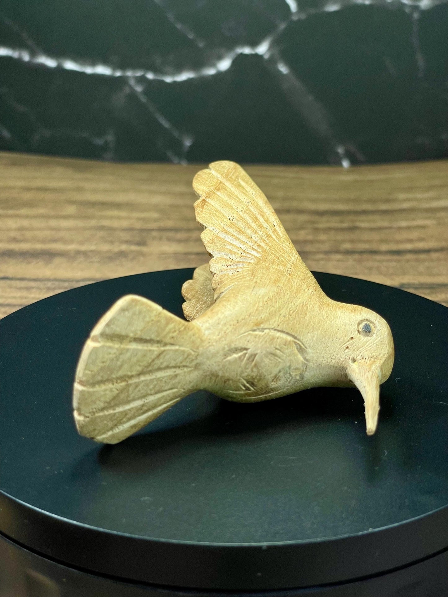 Carved Cedar Hummingbird on Stand