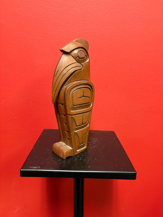 Amazing 8 1/2 inch tall indigenous first nation pacific north West Coast well detailed unsigned cedar Eagle totem statue