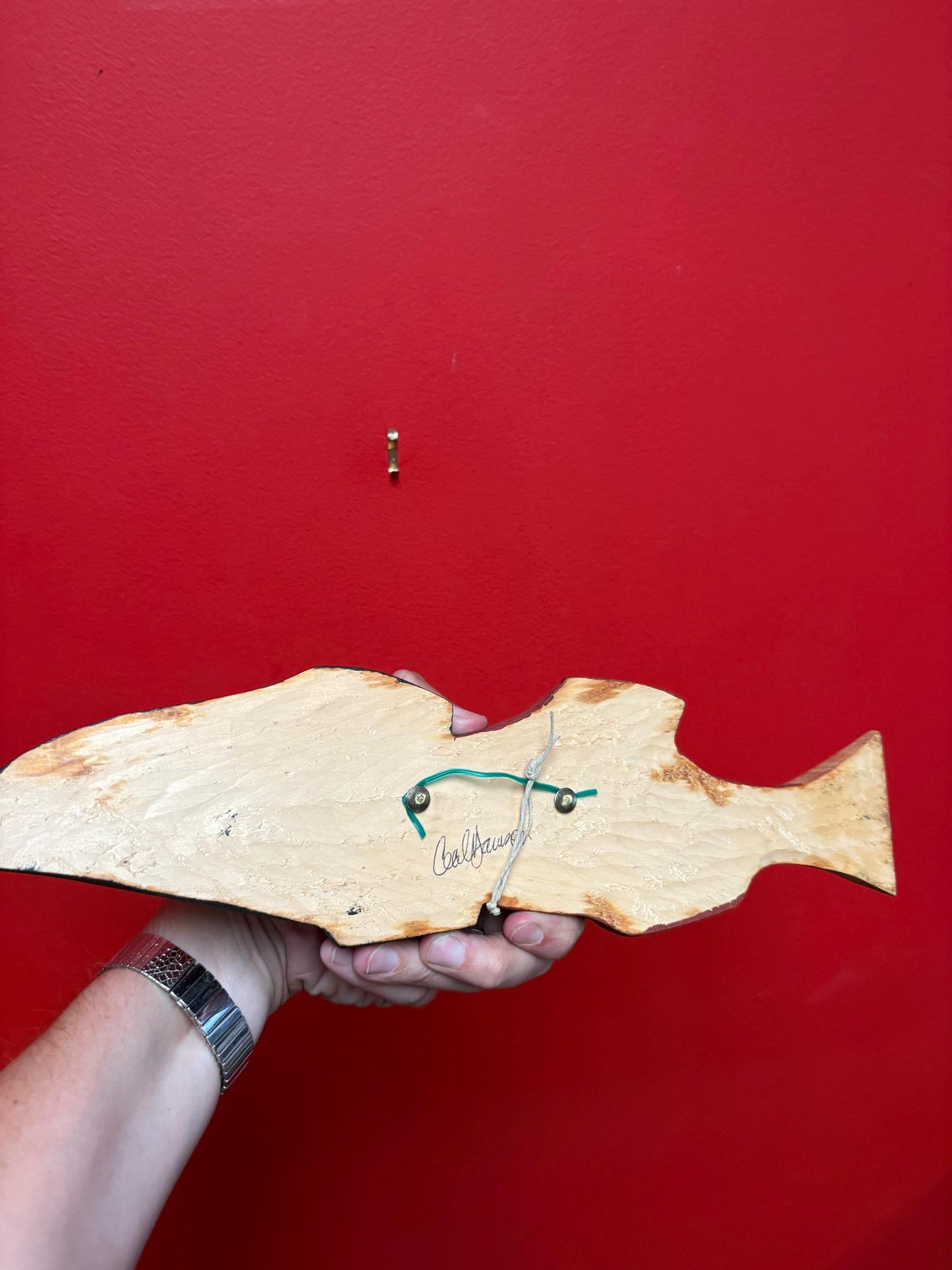 High-quality 15 x 4 indigenous first nations Pacific Northwest Coast signed double salmon plaque cedar beauty  great gft  -RS