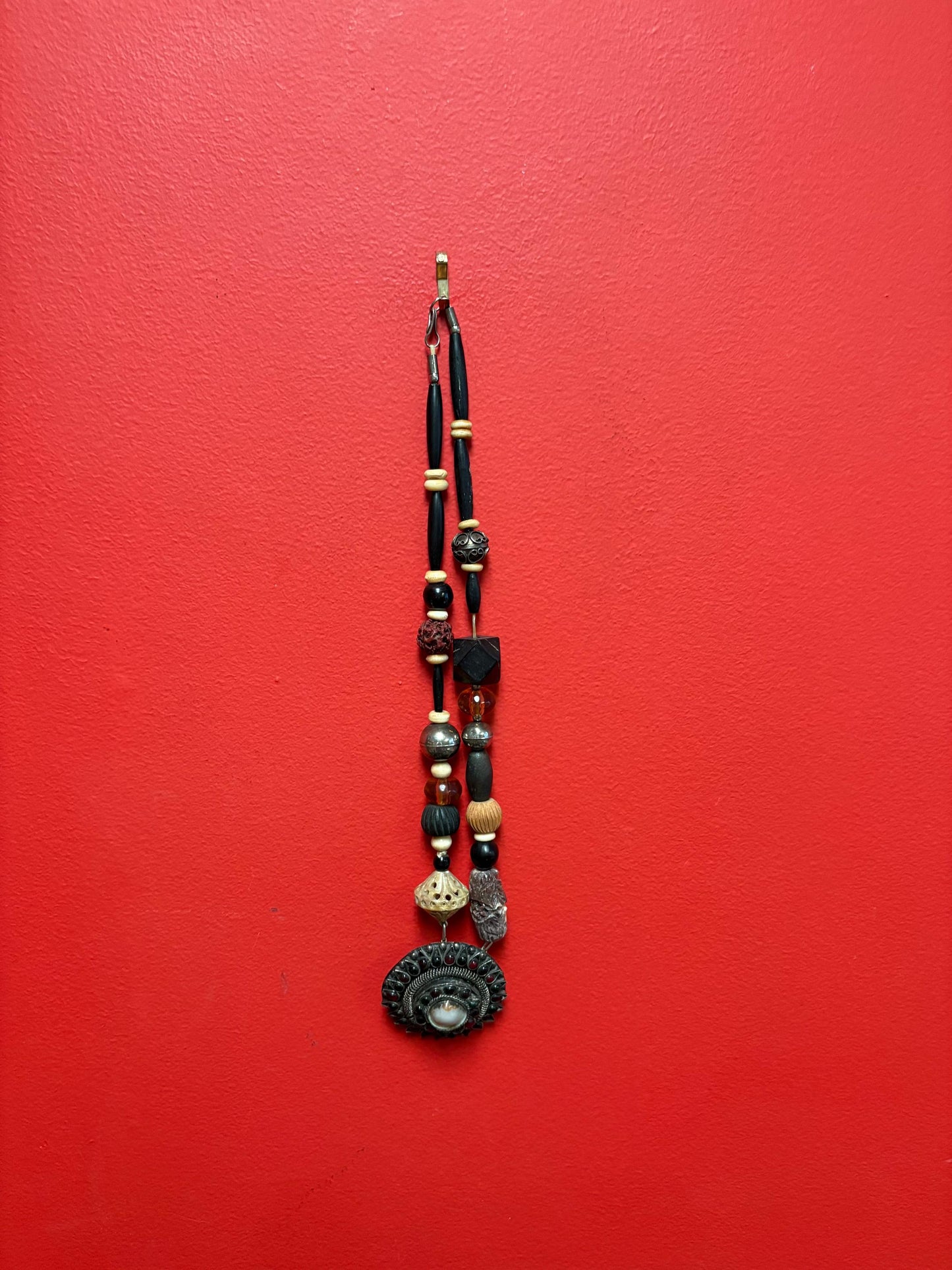 Most amazing Persian necklace with Amber silver horn and many other pieces  approximately 20 inches long with 2 inch pendant- wow