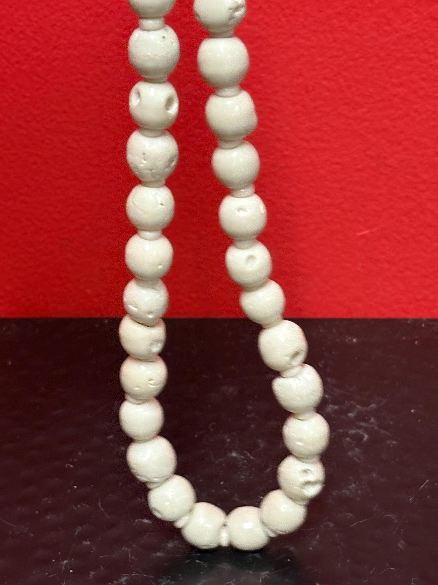 Beautiful early pottery bead necklace  approximately 18 inches long and could be restrung -very unique and cool