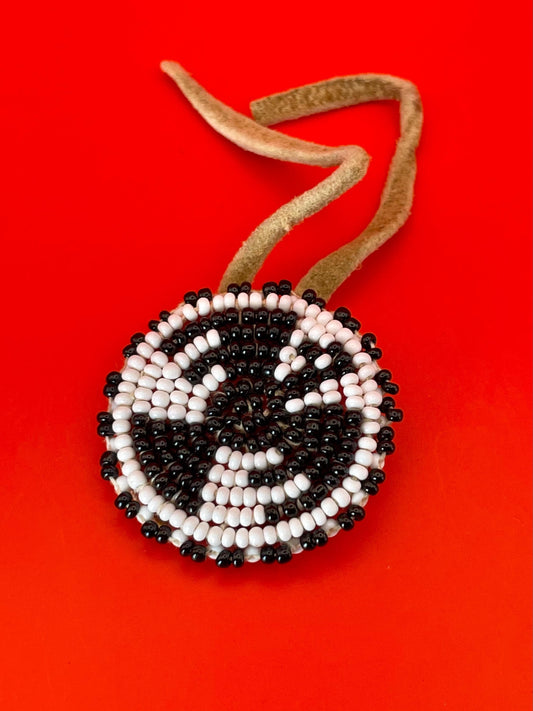 Handcrafted Indigenous First Nations Beaded Button  Eagle Design