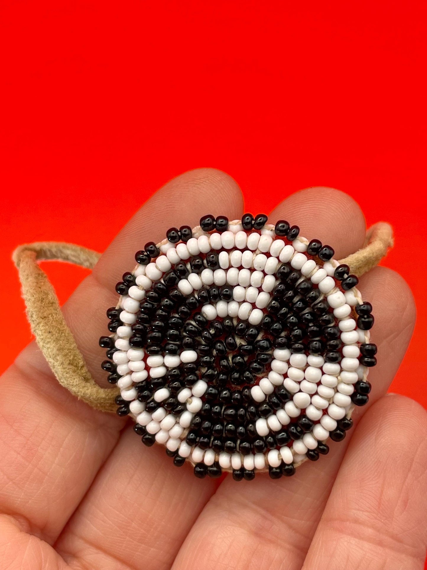 Handcrafted Indigenous First Nations Beaded Button  Eagle Design