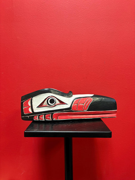 Wonderful indigenous first nation pacific north West Coast 11 x 3 1/2 high clapper mask by Artie george  amazing quality and detail - wow