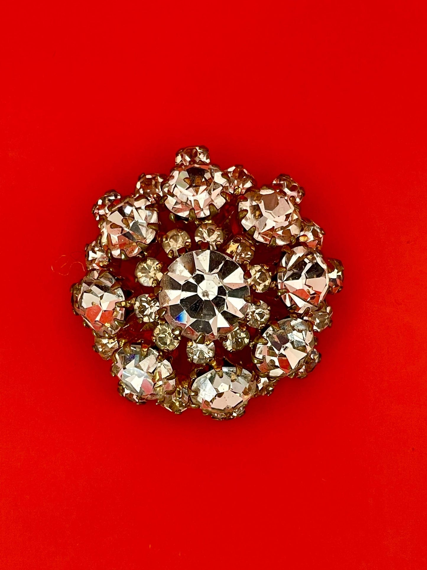 A Beautiful 1.25 inch Gold-tone and Rhinestone Brooch
